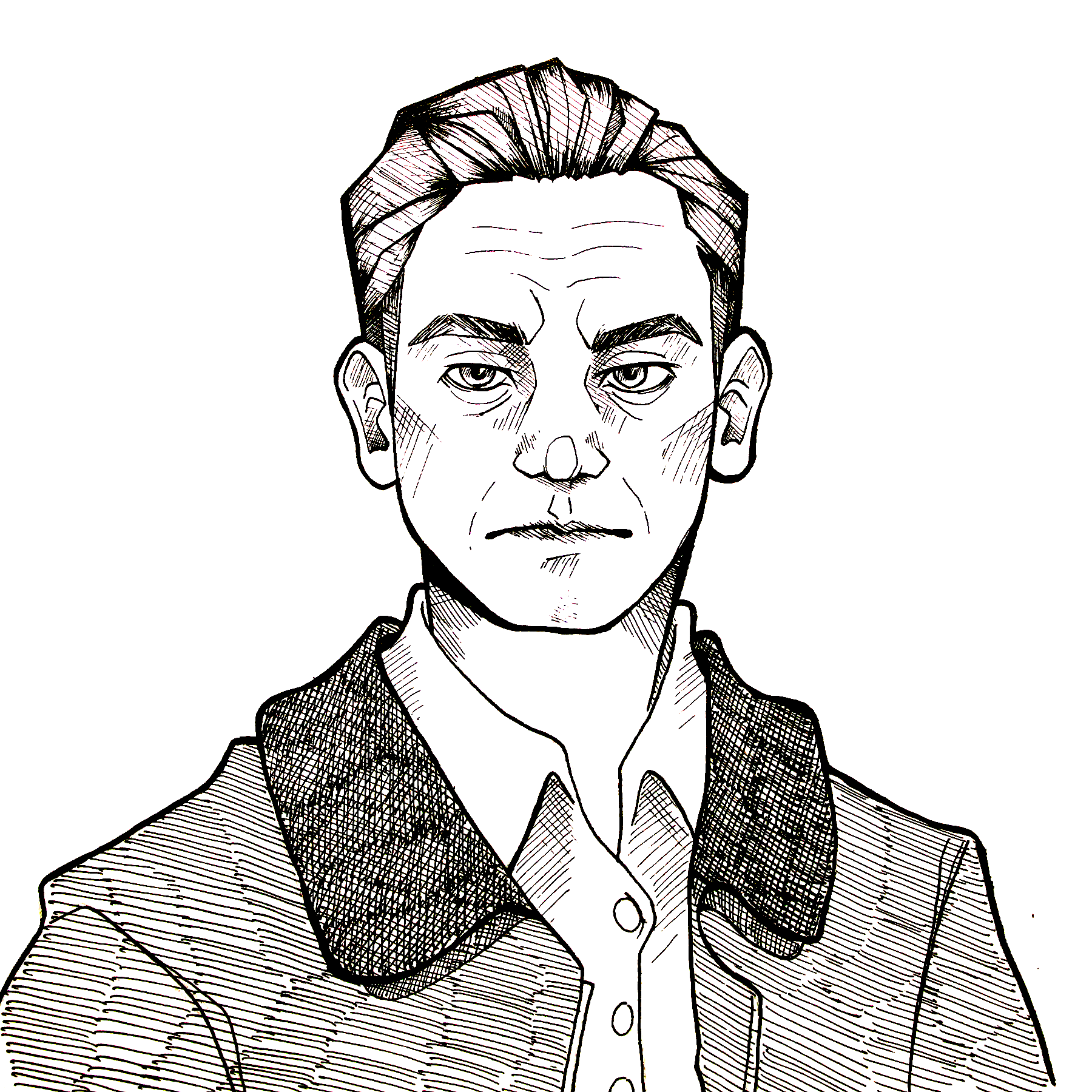 Stylised realism Martin Freeman done with ink.