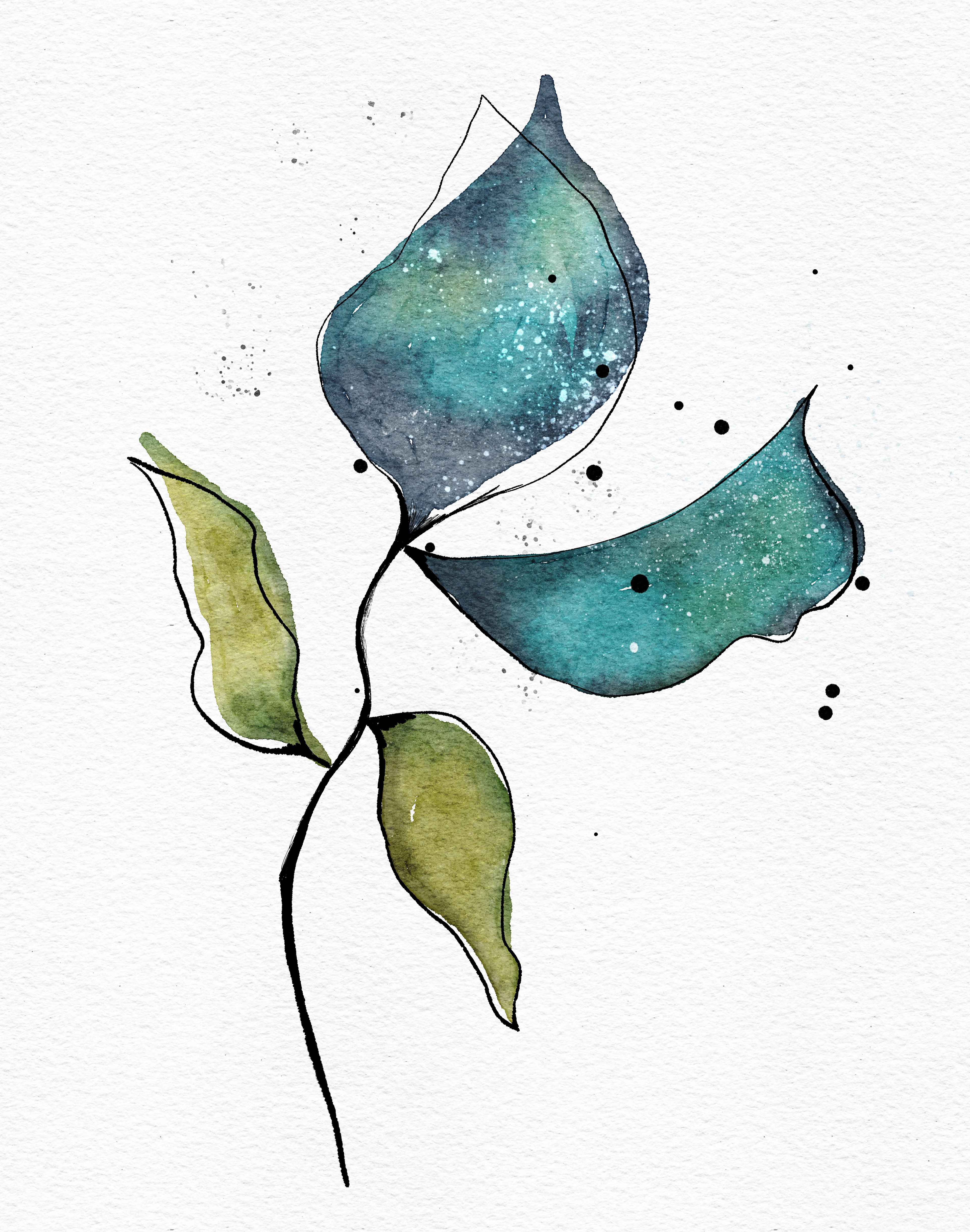ink and watercolor