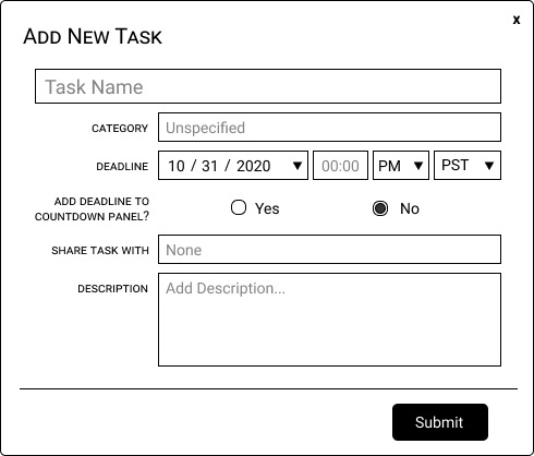 Task Panel Wireframe