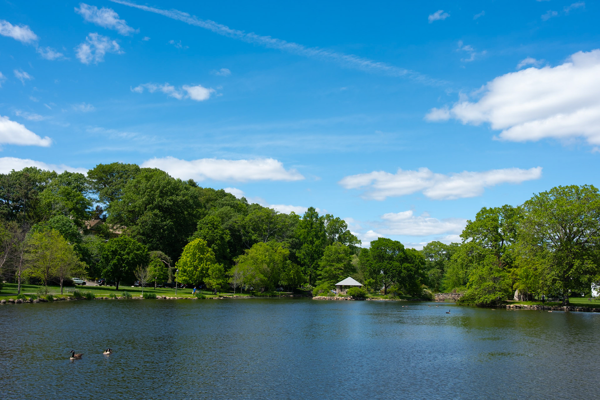 Closer View of Gezebo and pond Binney Park Old Greenwich