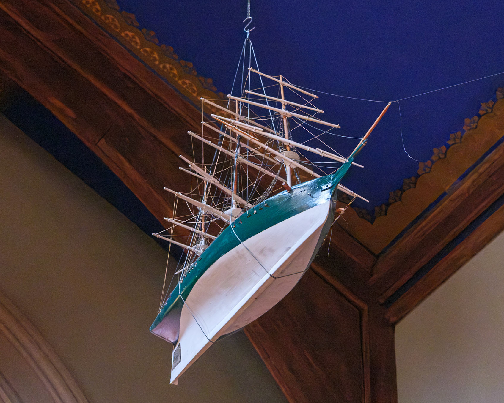 Model Green and White Ship at St Paul Church Brooklyn