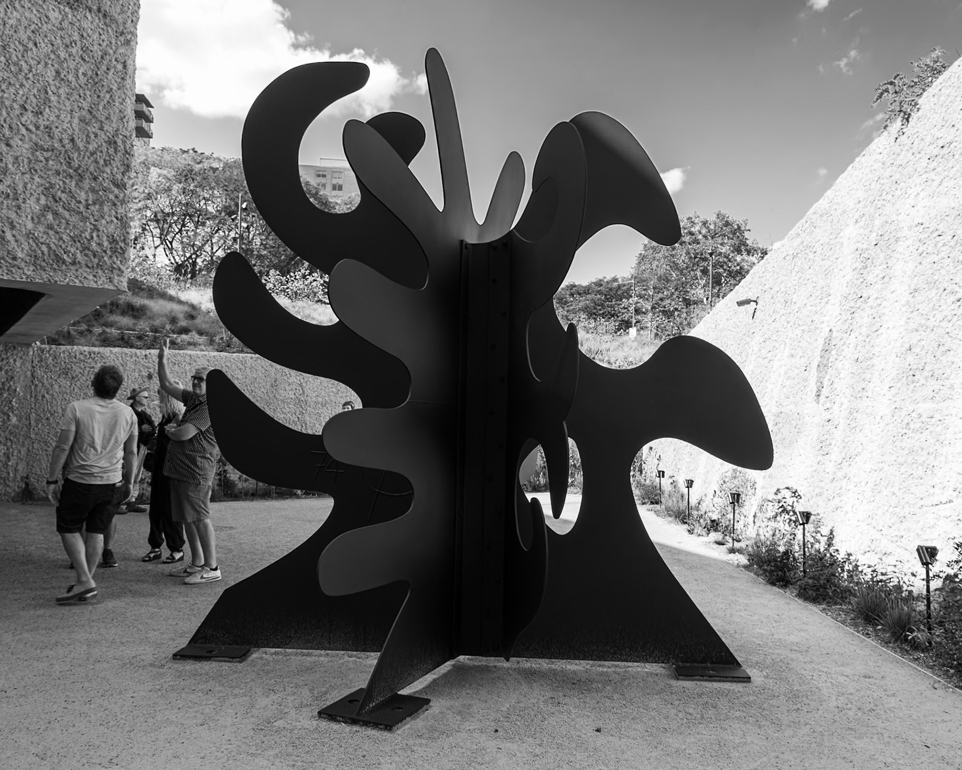 Black Steel Sculpture in Sunker Viewing Area