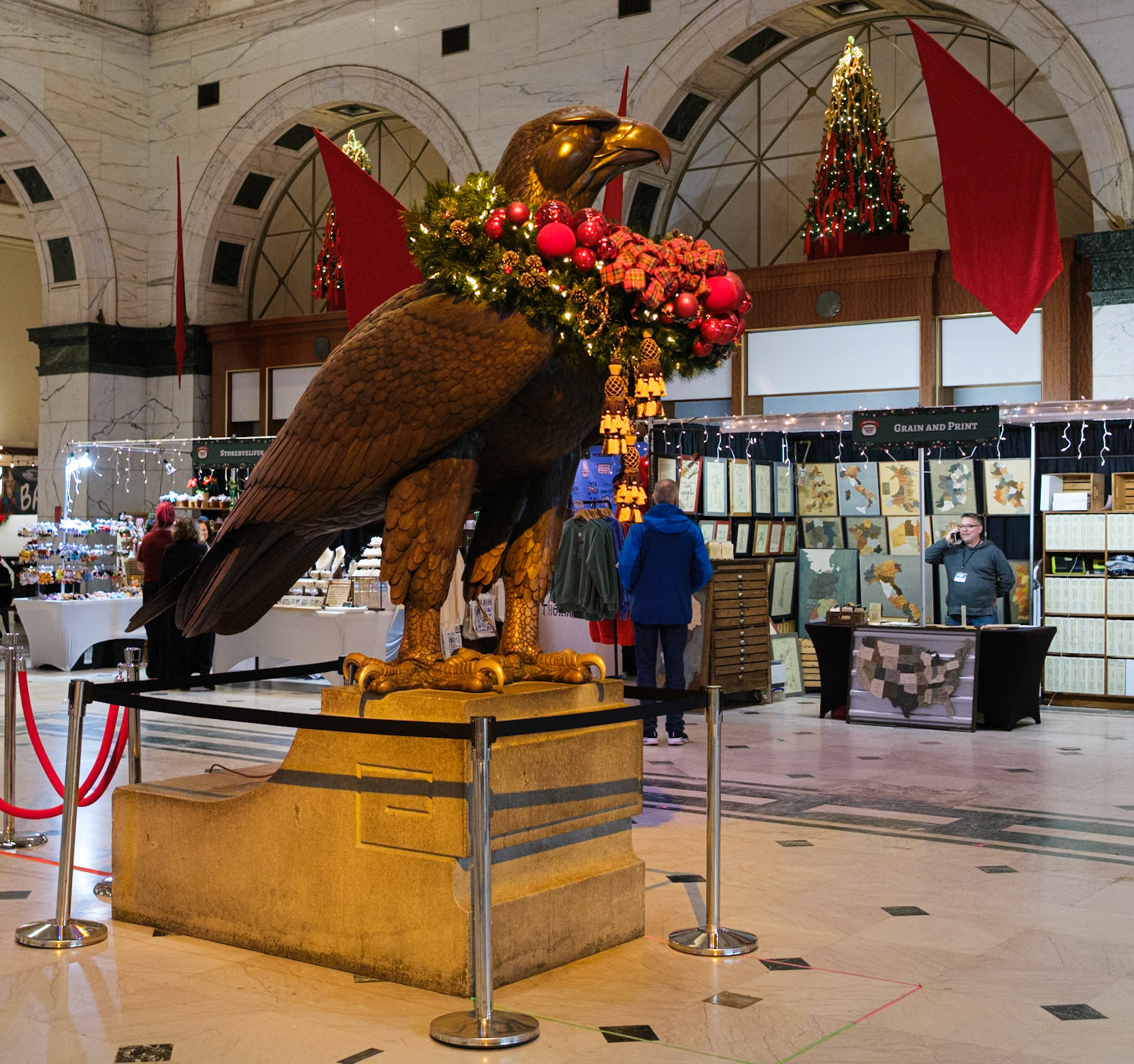 Wanamaker Eagle at Christmas Time