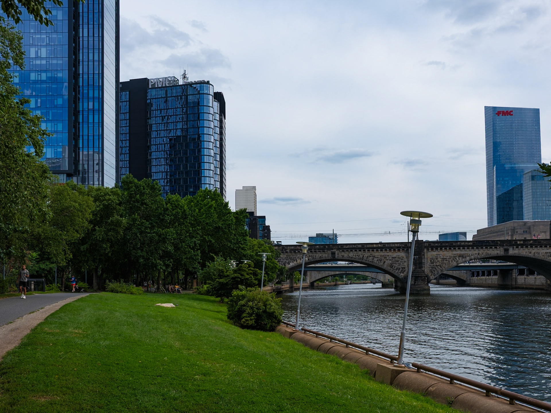 PMC and FMC Towers with Bridges Crossing the Schuylkill