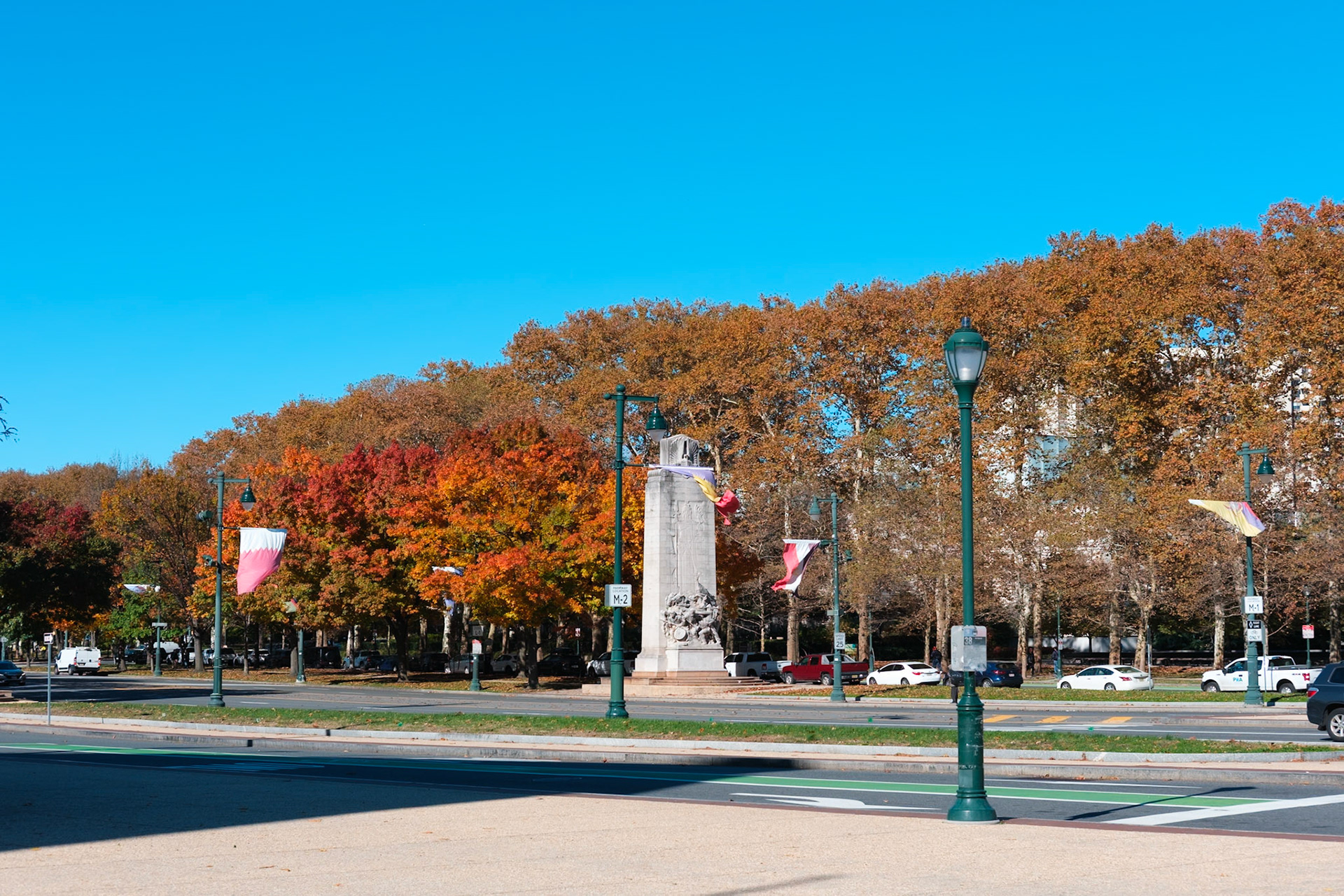 Fall Colors Near Pillars to  Franklin Parkway