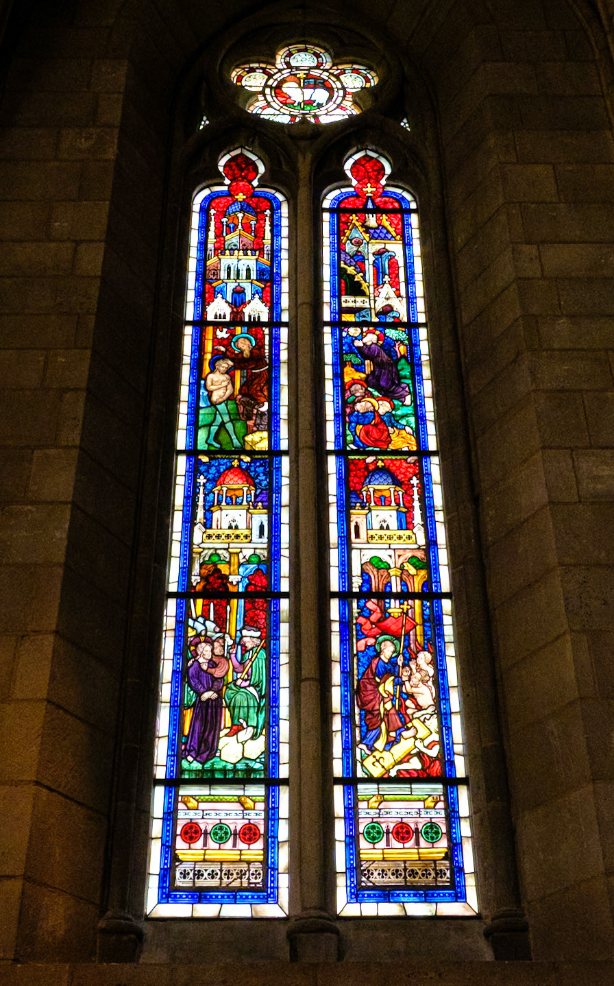 Stained Glass Window of Episodes of the Lord's Life Including his Baptism Gothic Hall the Cloisters July 2024