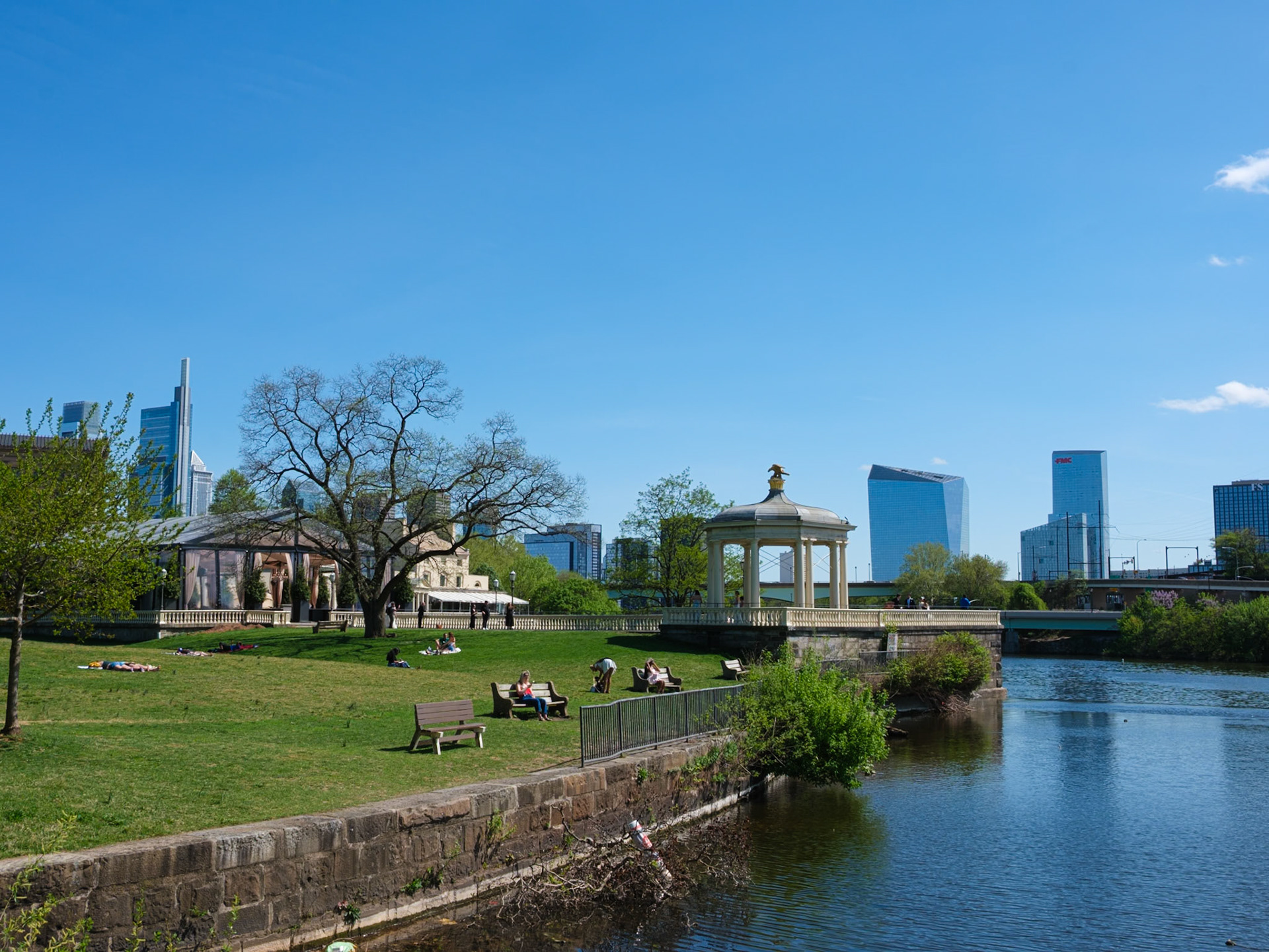 Gazebo and View of City on an April Afternoon