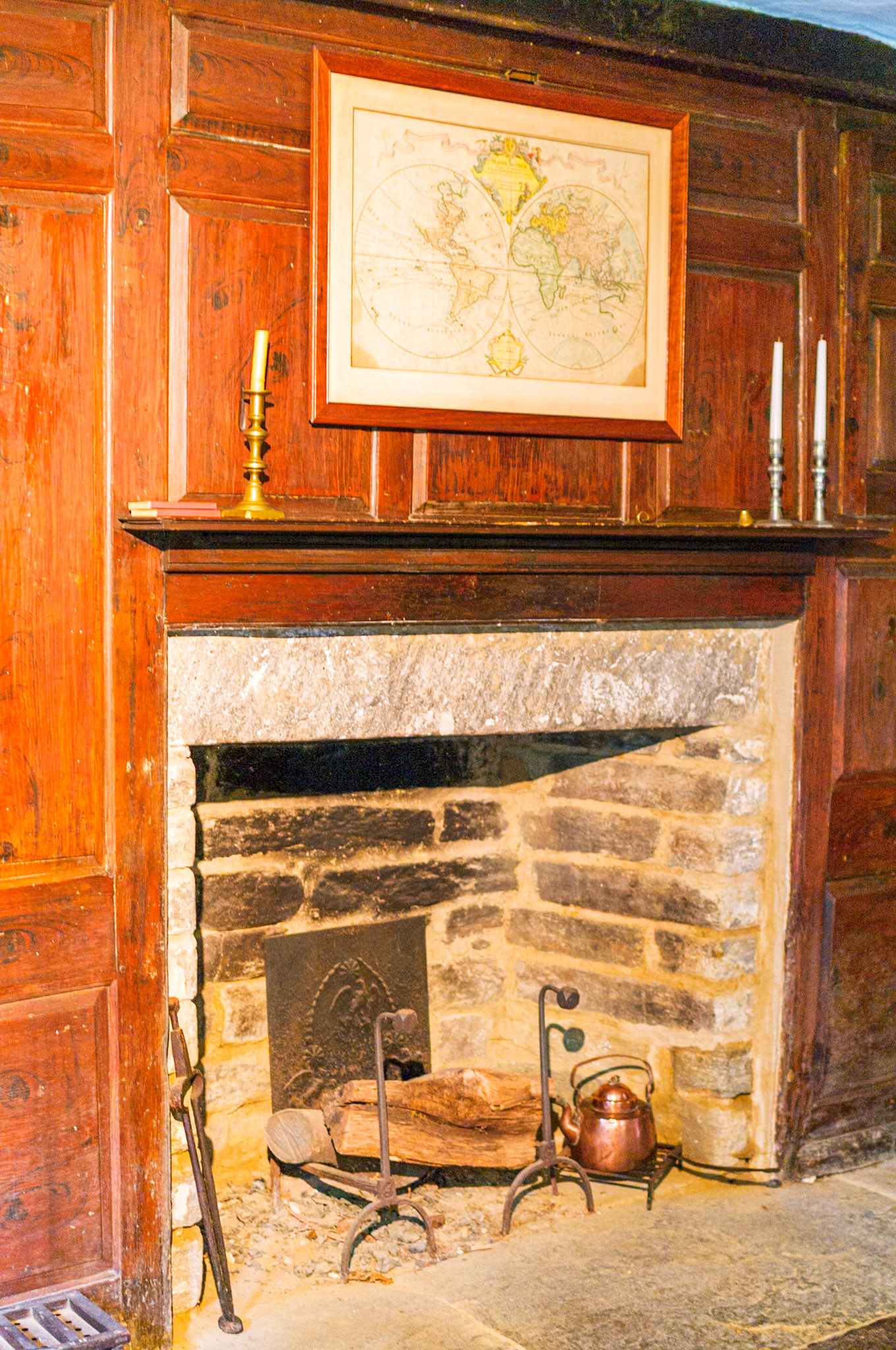 Stained Wood Fireplace Panel at Daniel Benton House Tolland