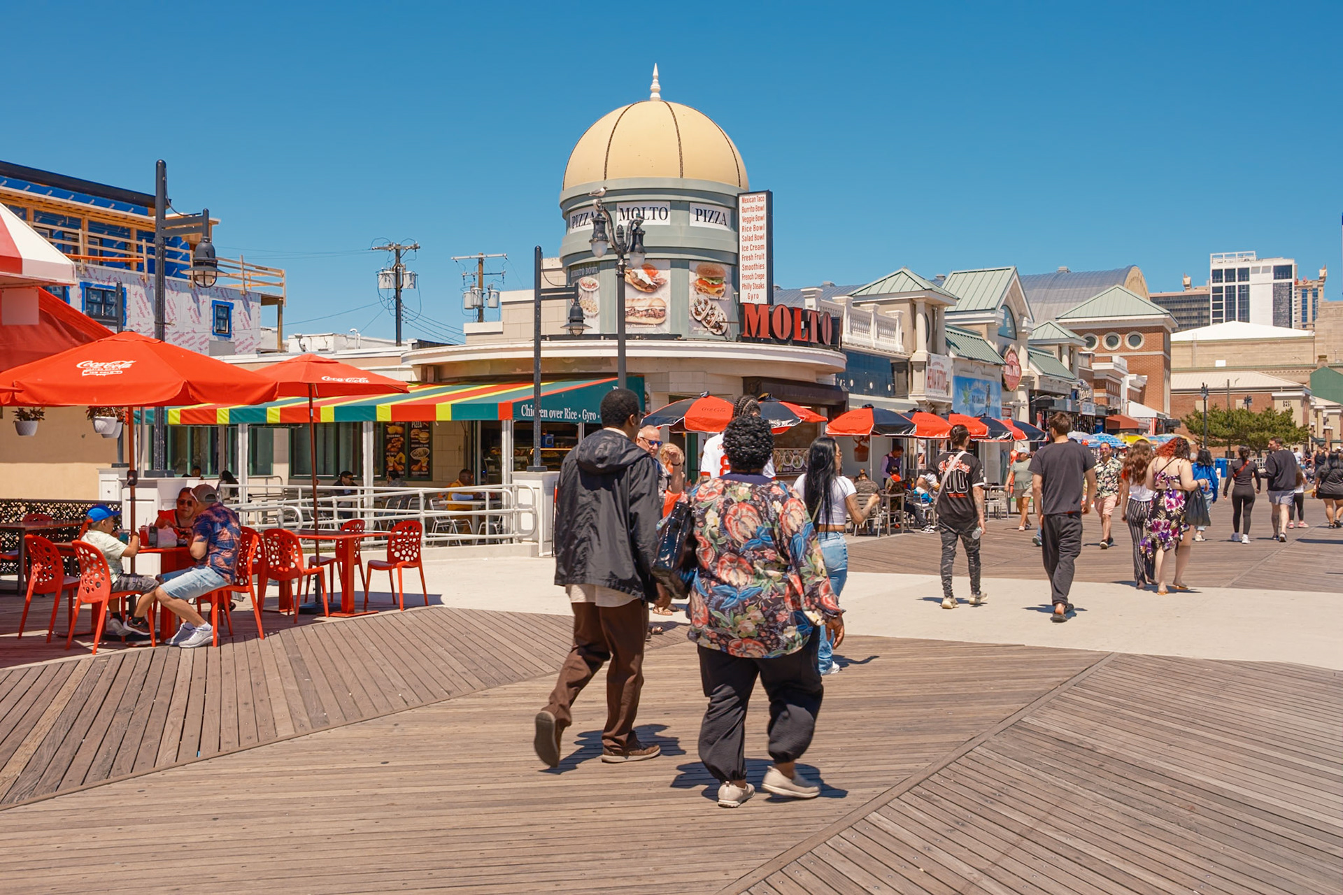 Atlantic City Boardwalk Strollers Near Molto Pizza May 2025