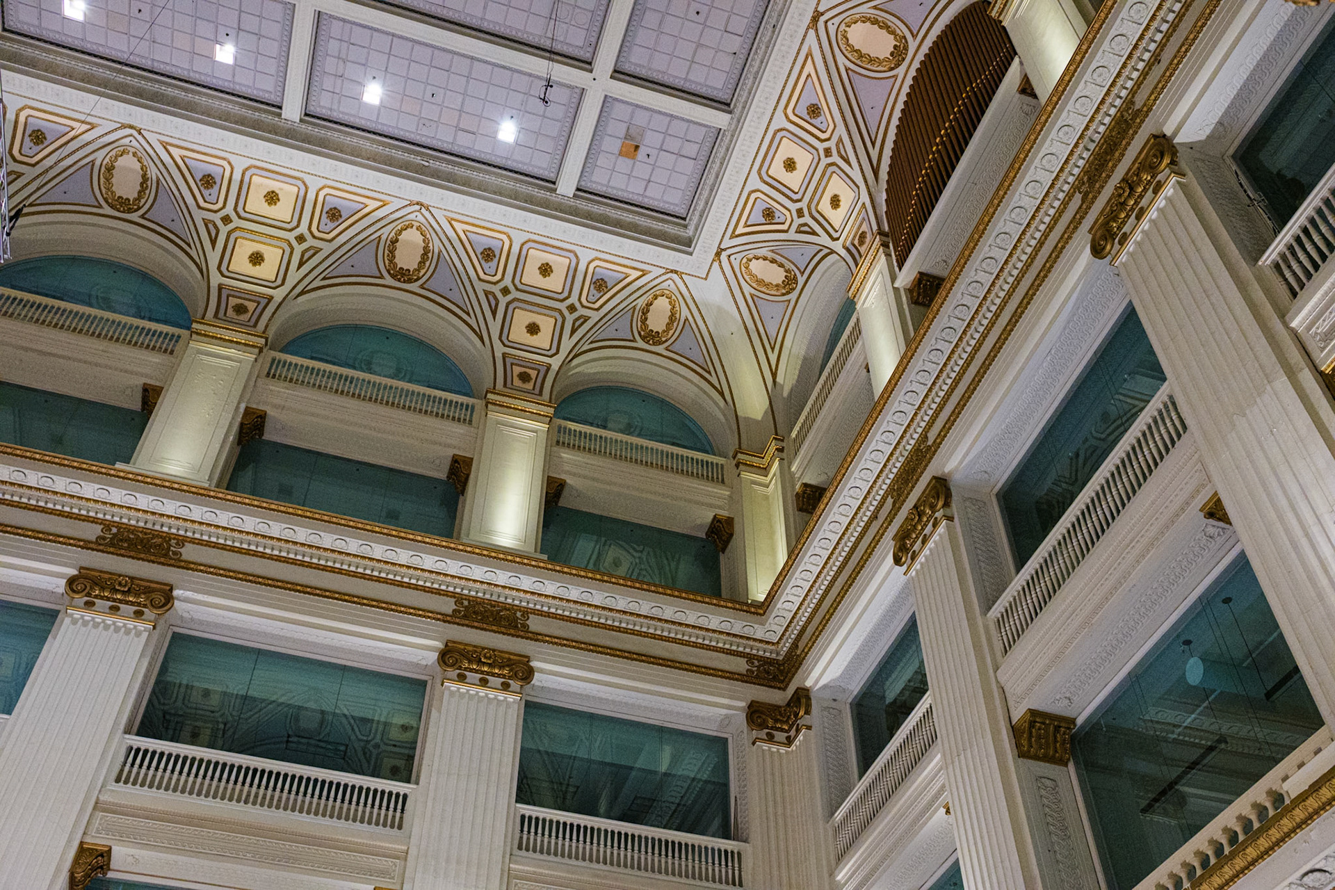 Northwest Corner of Wanamaker Grand Court with North Side Organ Pipes