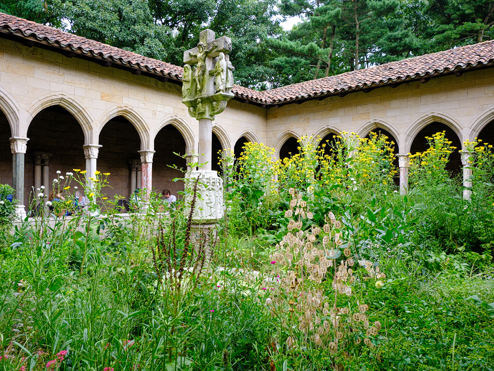 Close Up of Crucifix in a Cloister Garden July 2024