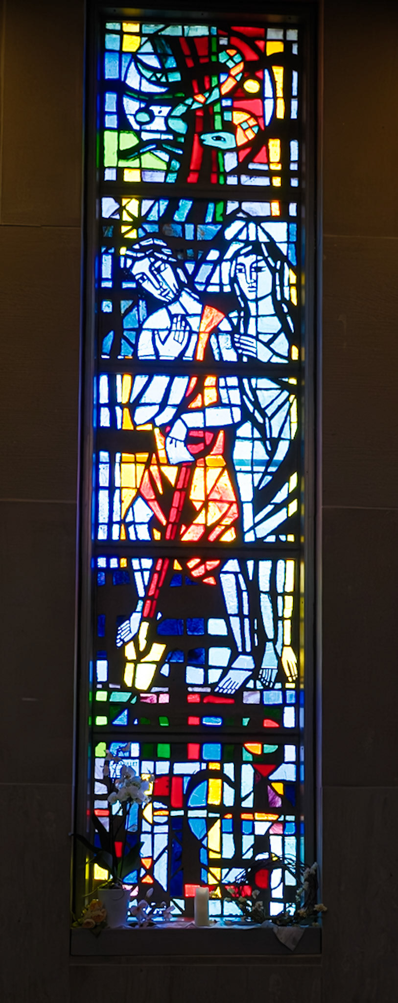 Adam and Eve and the Serpent Aisle Window at St Joseph Cathedral
