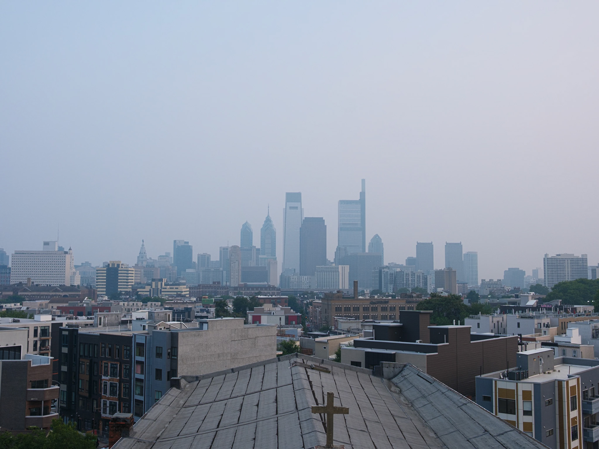 View of Philly in Smoky Haze from Canadian Wildfire Looking South on 17 July 2026