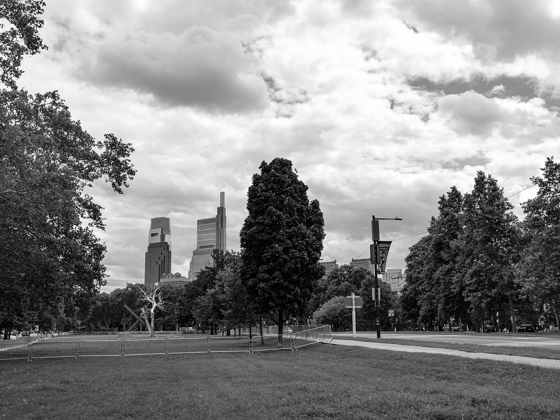 Clouds Over City in Black and White