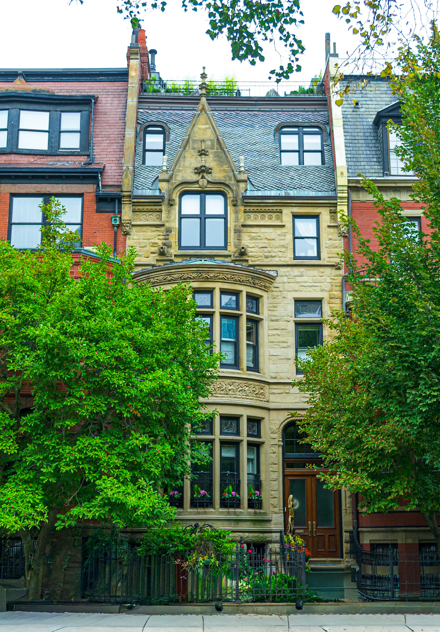 House with Stone Exterior with Two Bow Windows Boston October 2013