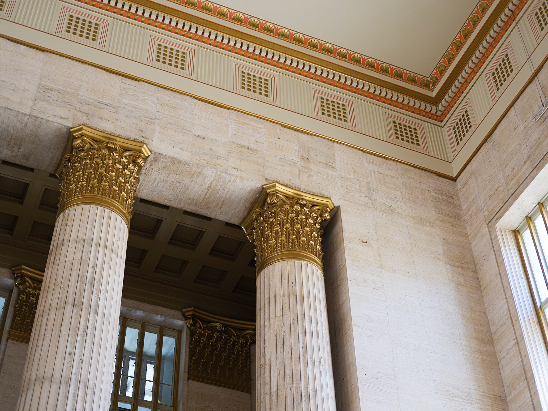Pillars and SE Corner of Reception Hall at 30th Street Station