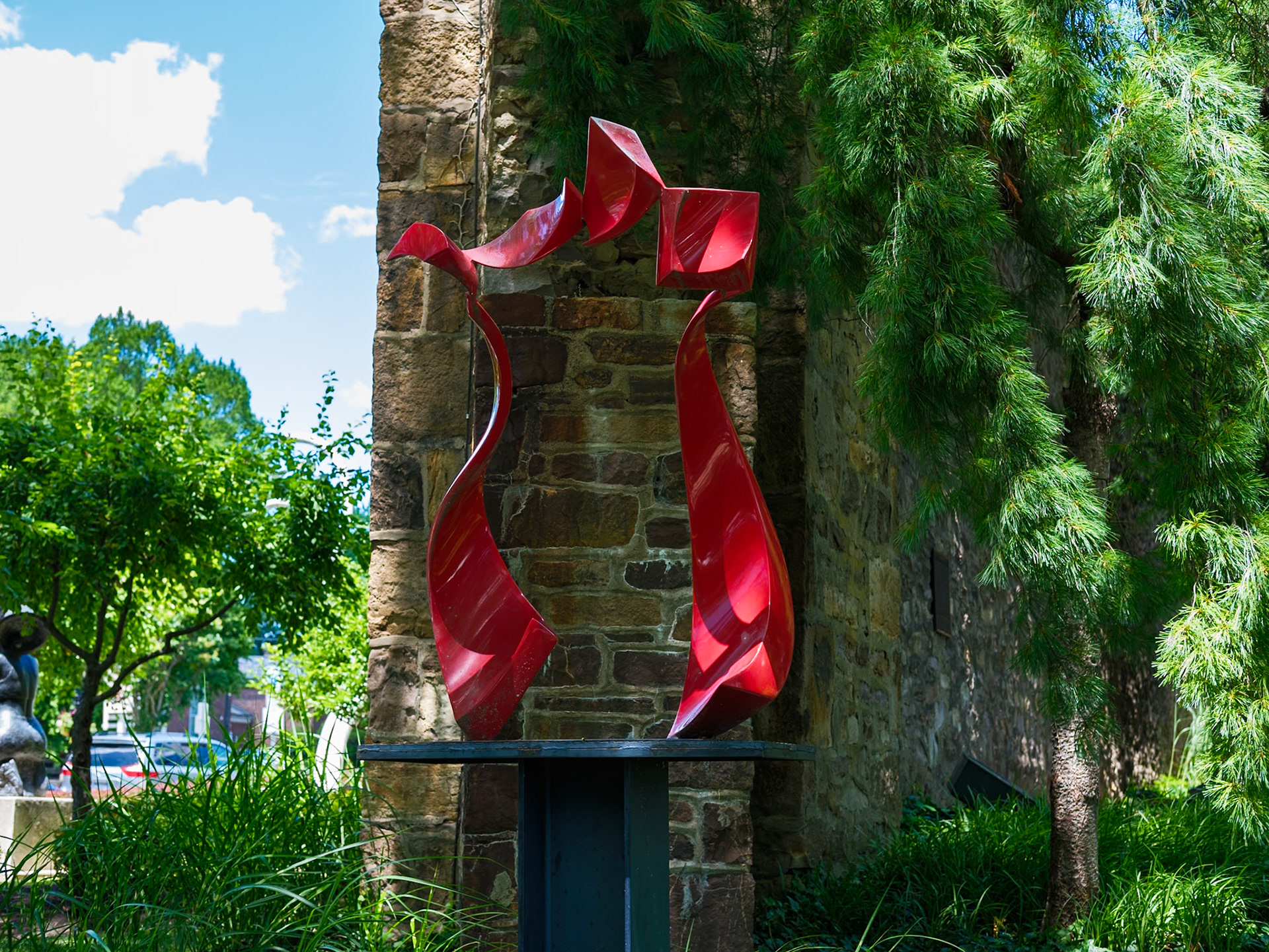Red Steel Sculpture Near Former Bucks County jail