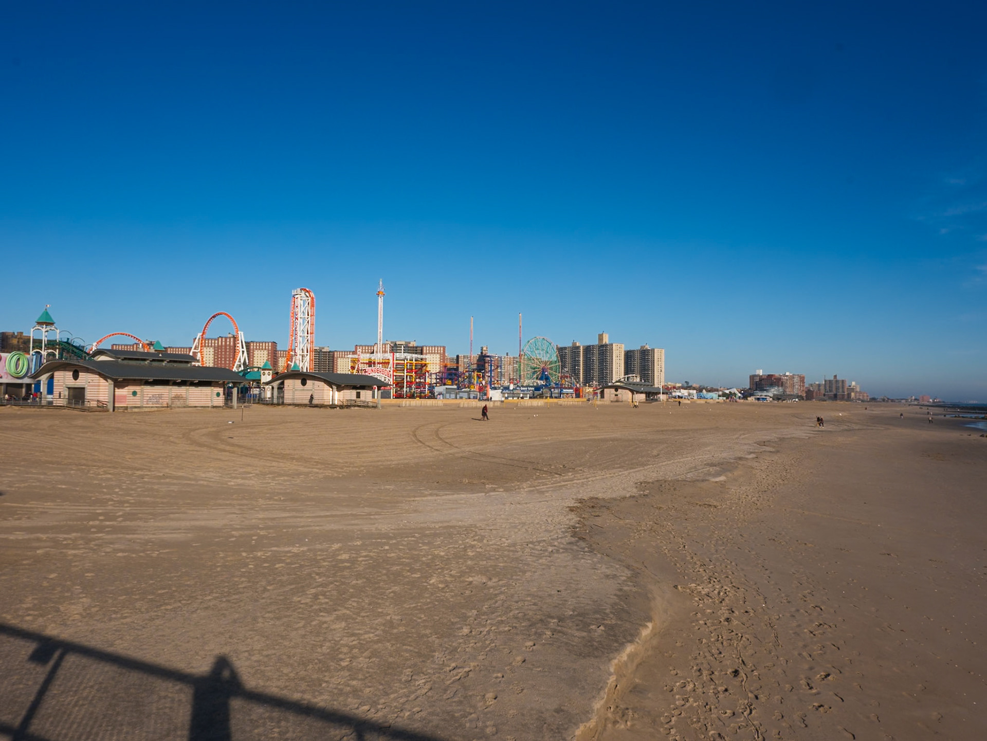 View of Coney Island Amusement Area and Beach from Pier December 2024