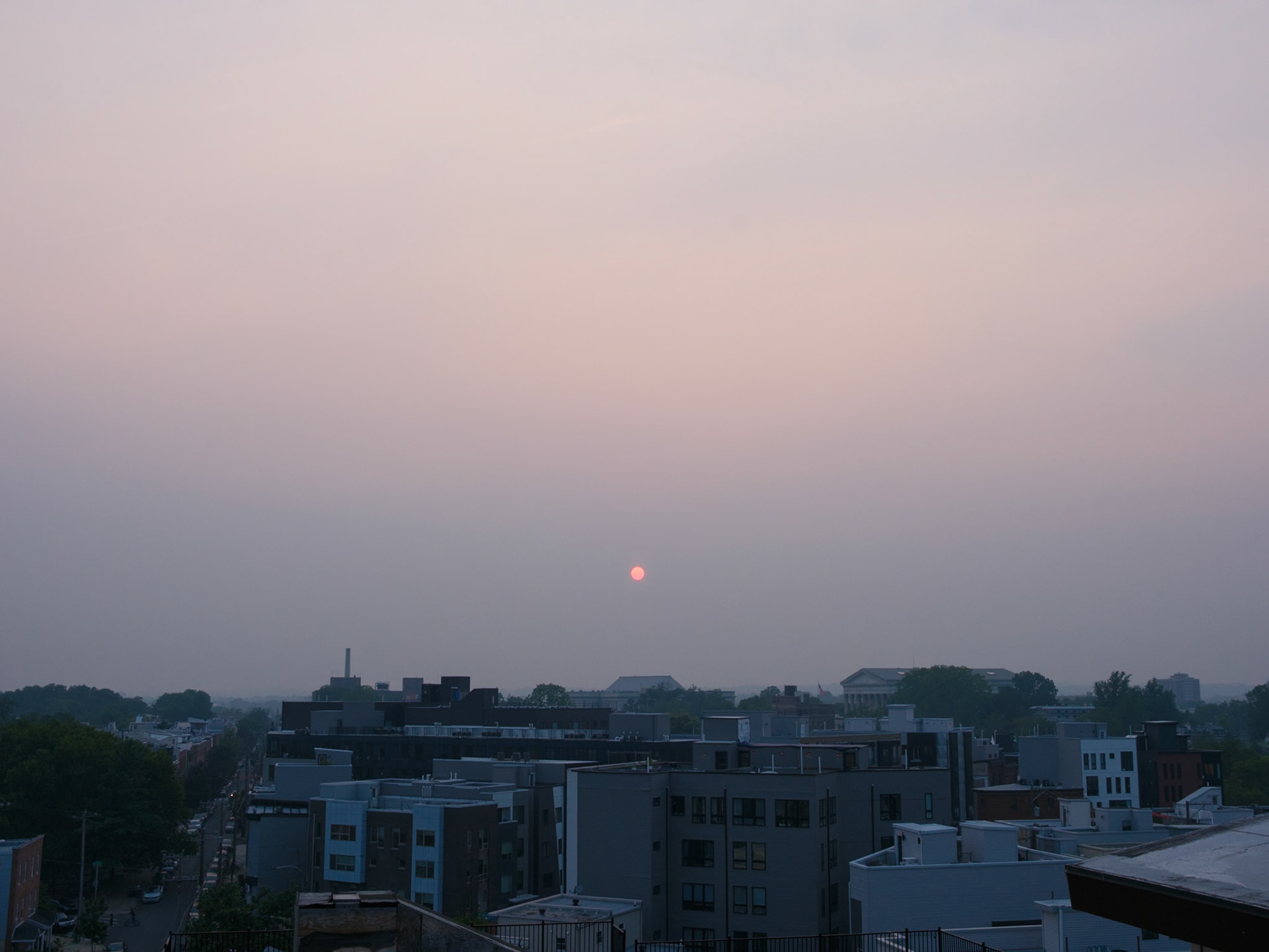 Smoky Orange Sun Near Girard College due to Canadian Wildfire on 17 July 2026