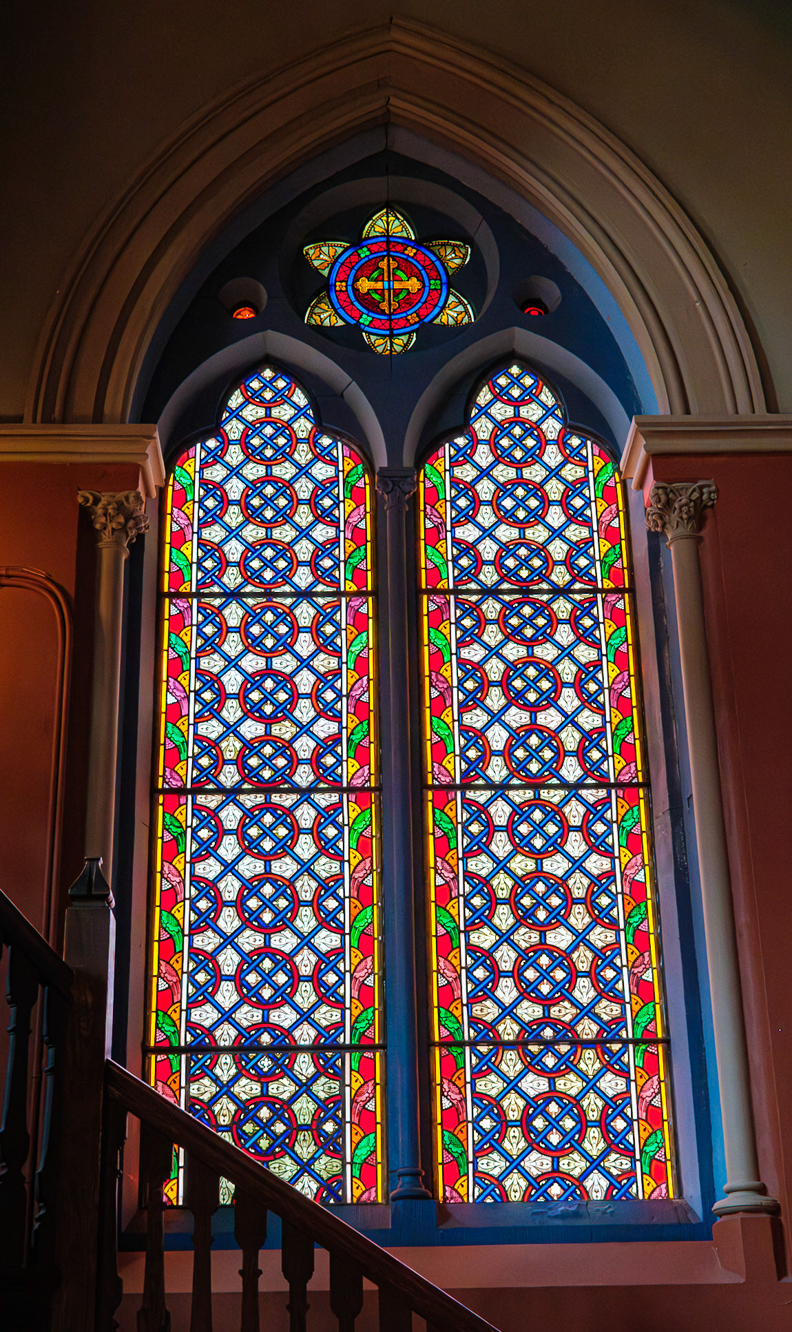 Original Window Near Steps to Choir Loft at St Paul Church Brooklyn