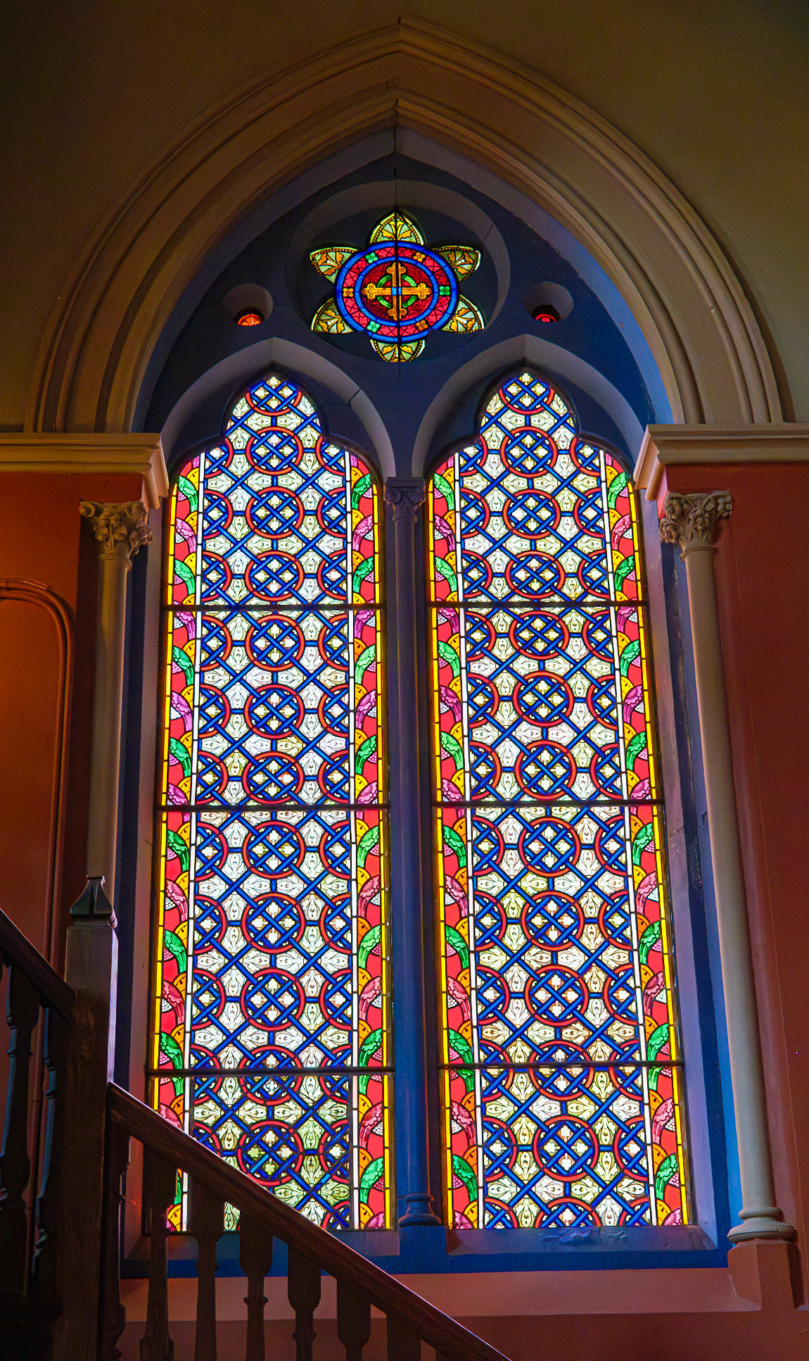 Original Window Near Steps to Choir Loft at St Paul Church Brooklyn