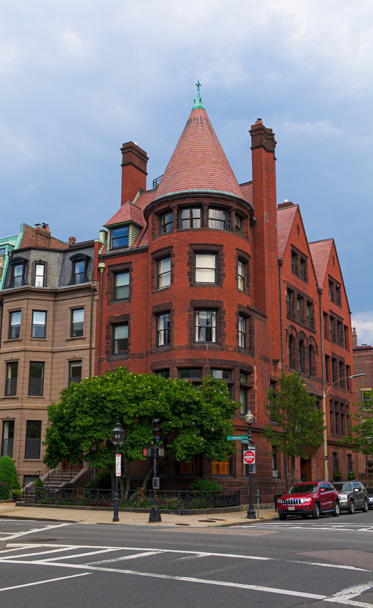 Rounded Red Brick House on Commonwealth Avenue Boston July  2012