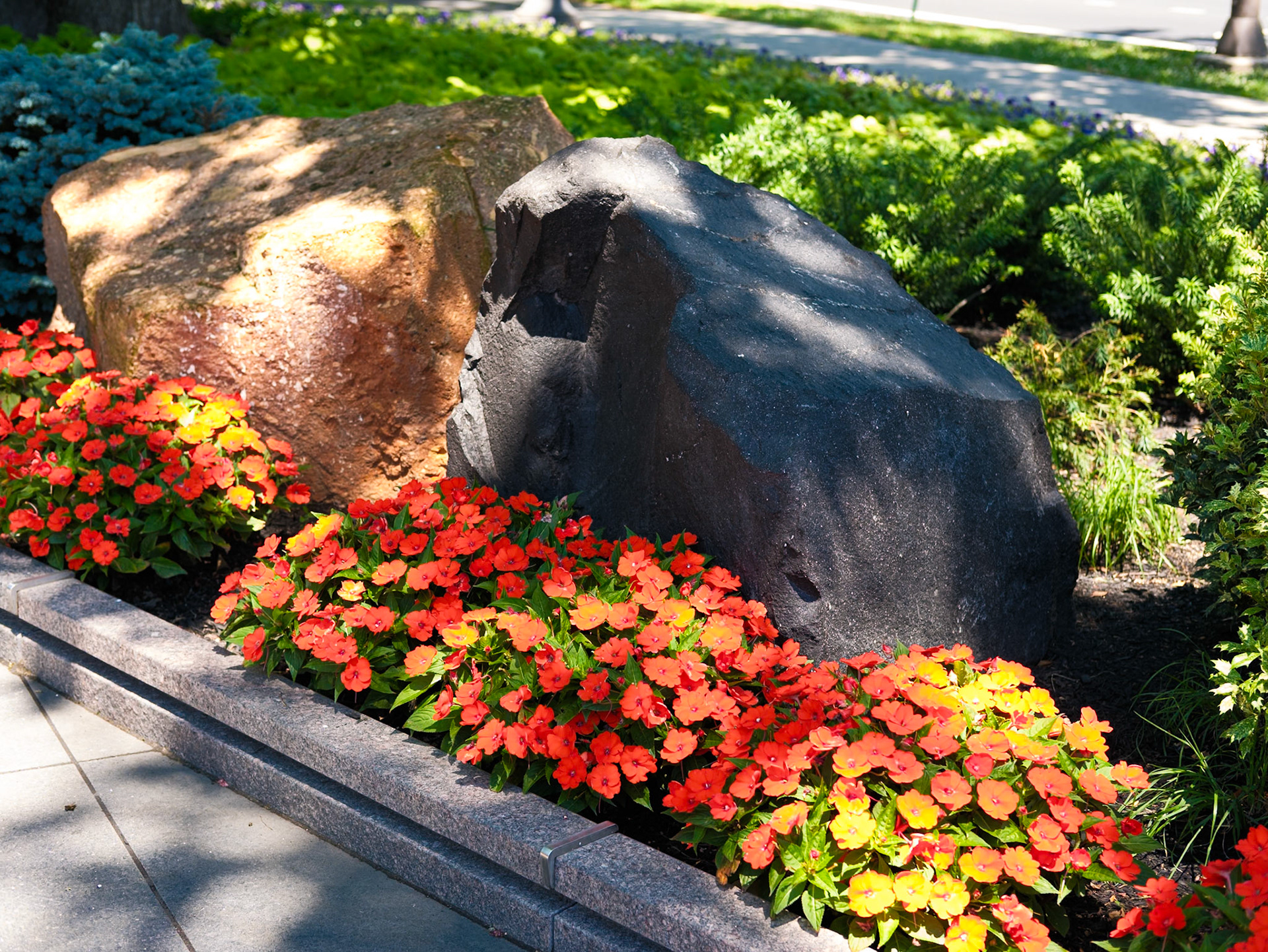 Black and Tan Rocks and Flowers at Armenian Memorial Park