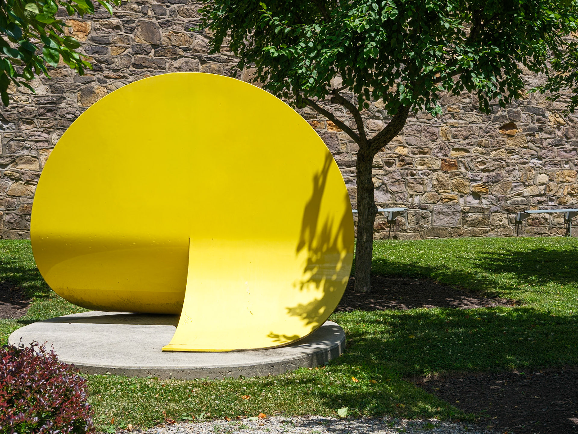 Yellow Metal Art Work Near Former County Jail in Doylestown