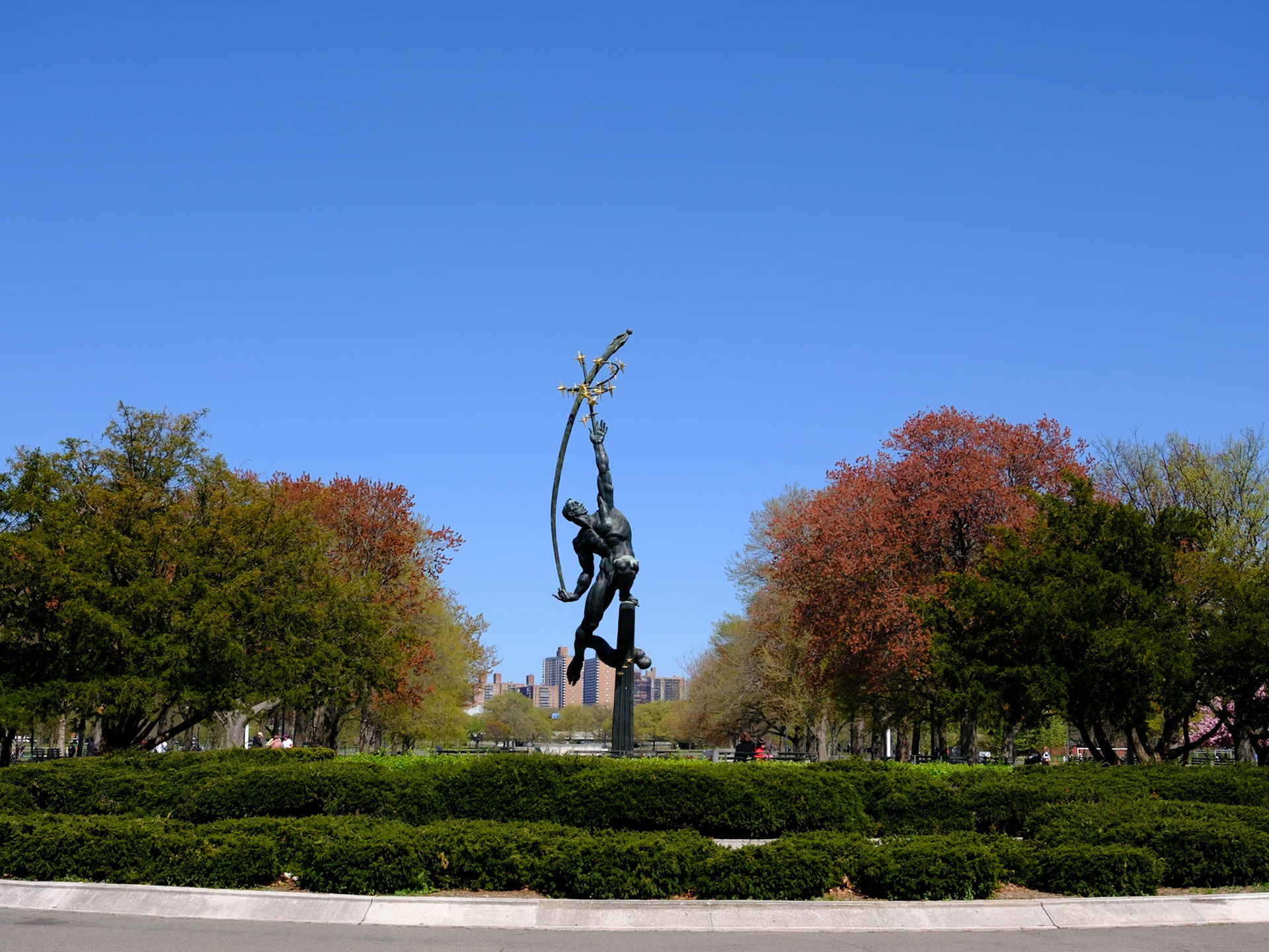 Rocket Thrower Statue in Park at Flushing Meadows Corona Park April 2024