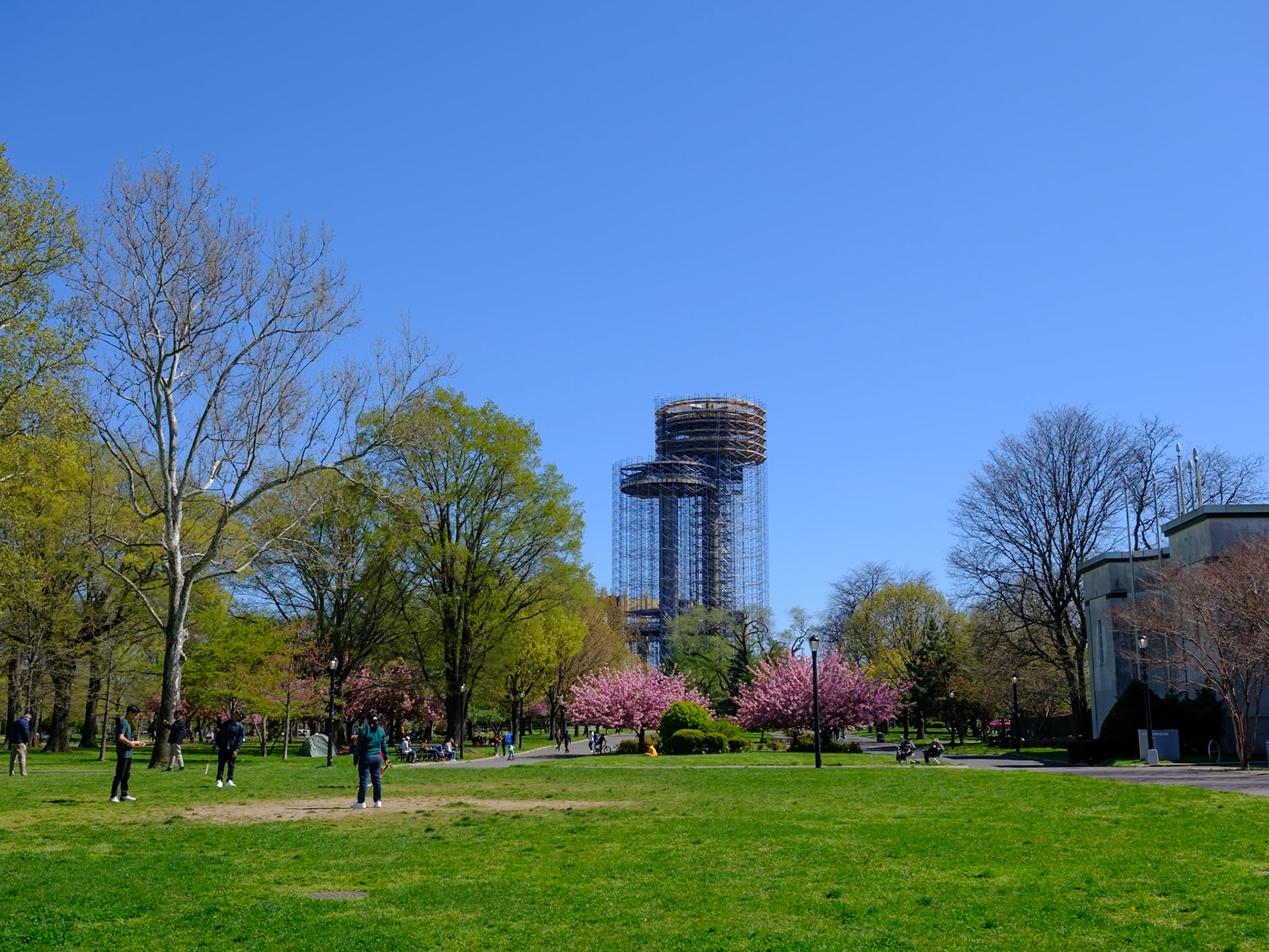 Former New York State Pavilion Towers Flushing Meadows Corona Park April 2024