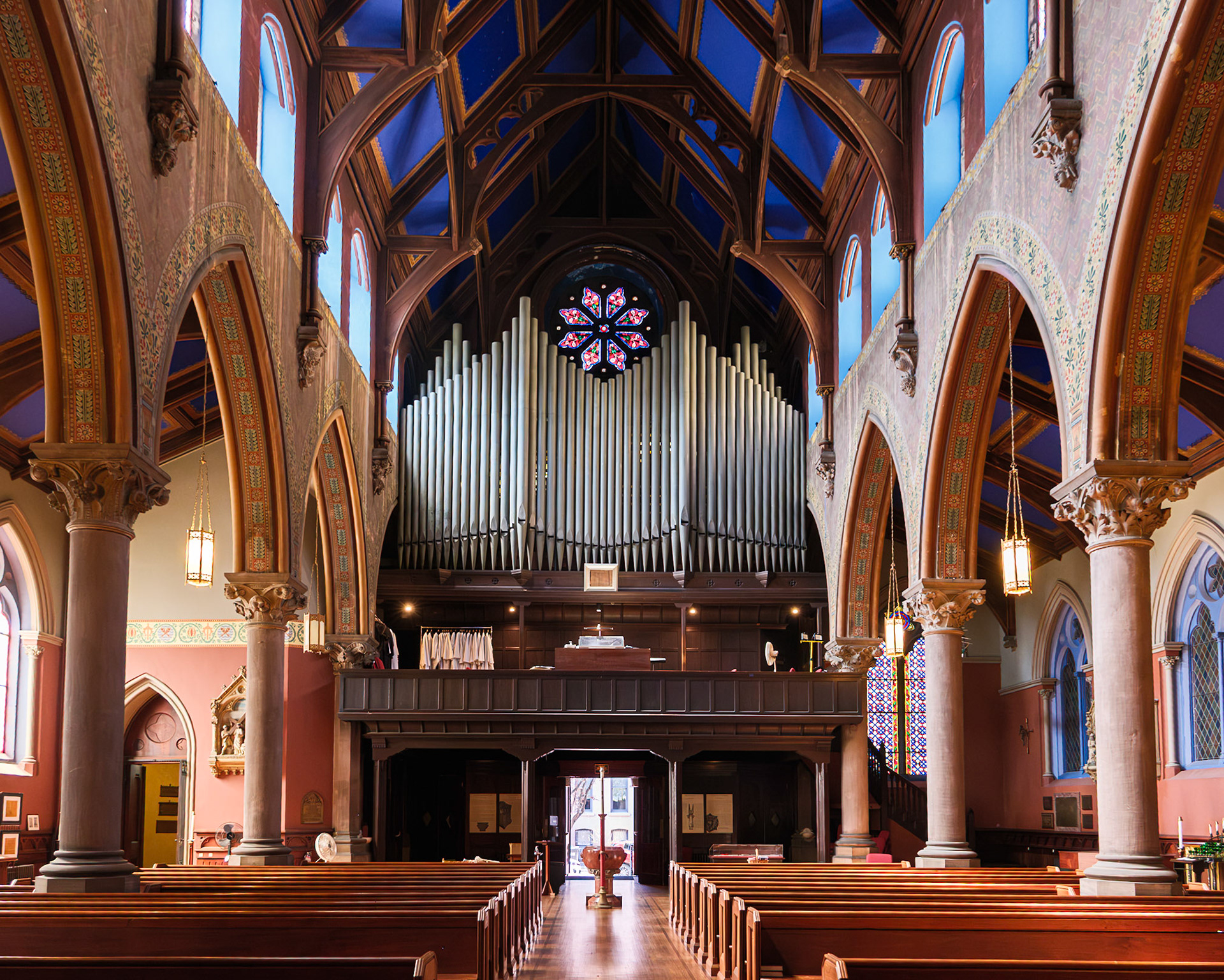 Looking West Towards Choir Loft and Organ at St Paul Church Brooklyn