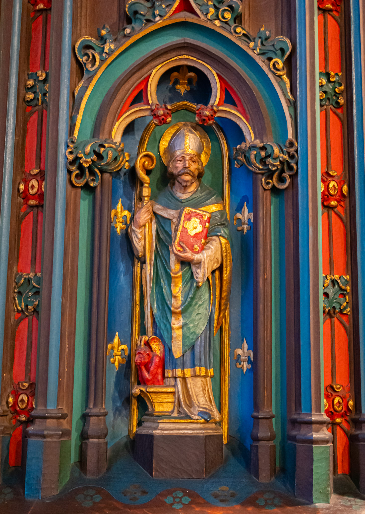 St Patrick (?) Figure on Pulpit at St Clement Church Philadelphia