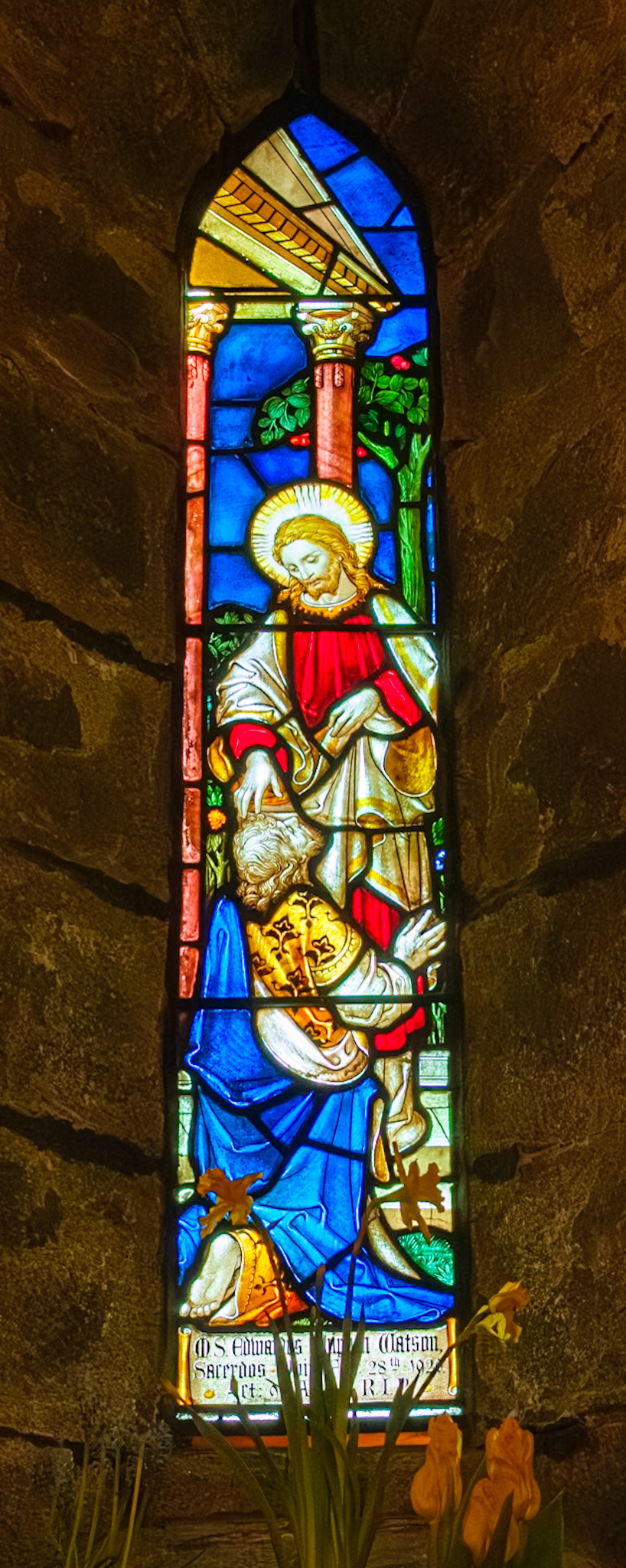Lord Restoring Sight to Blind Man Window at St James the Less