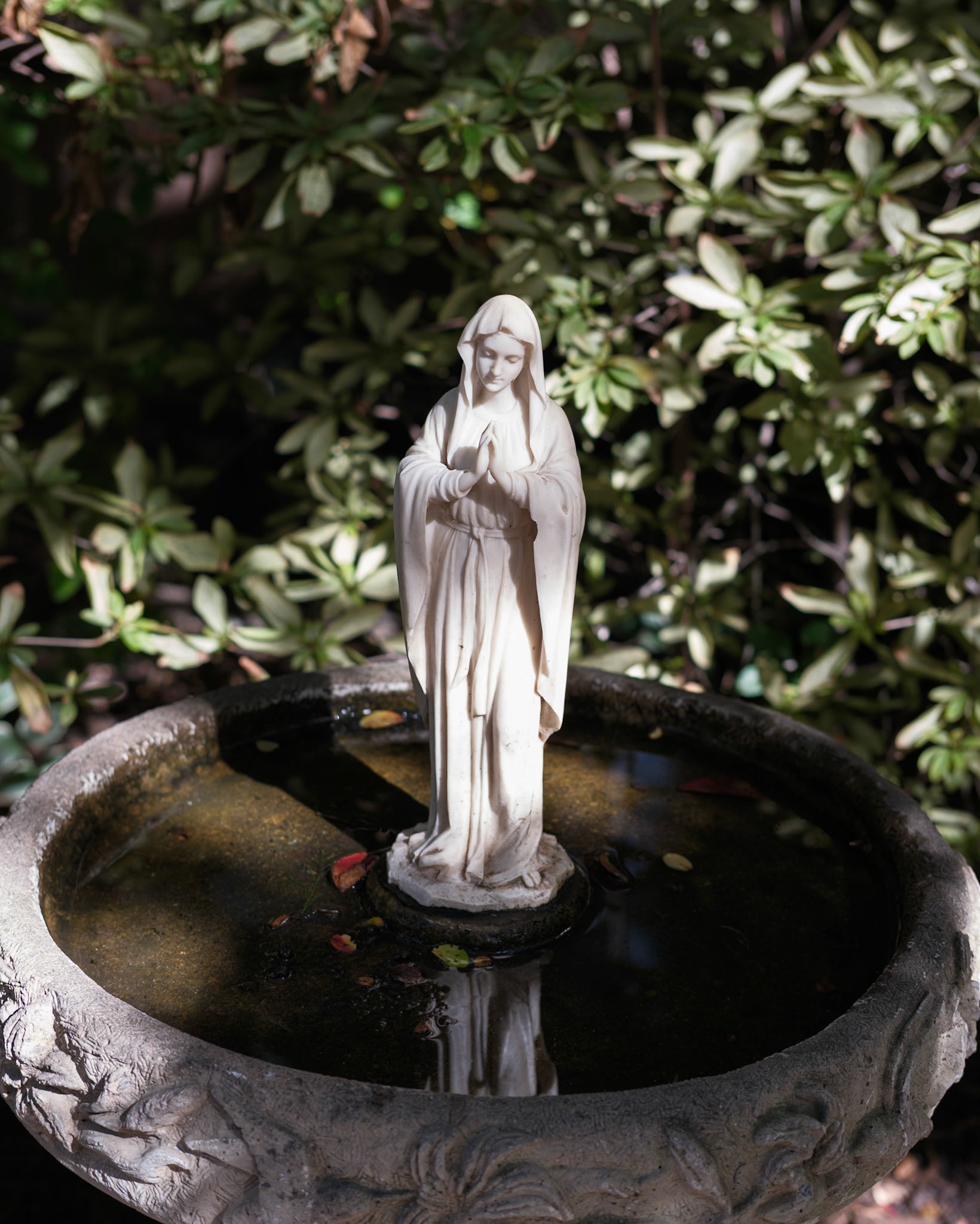 Our Lady of the Birdbath in October 2025 at St Clement Church Garden