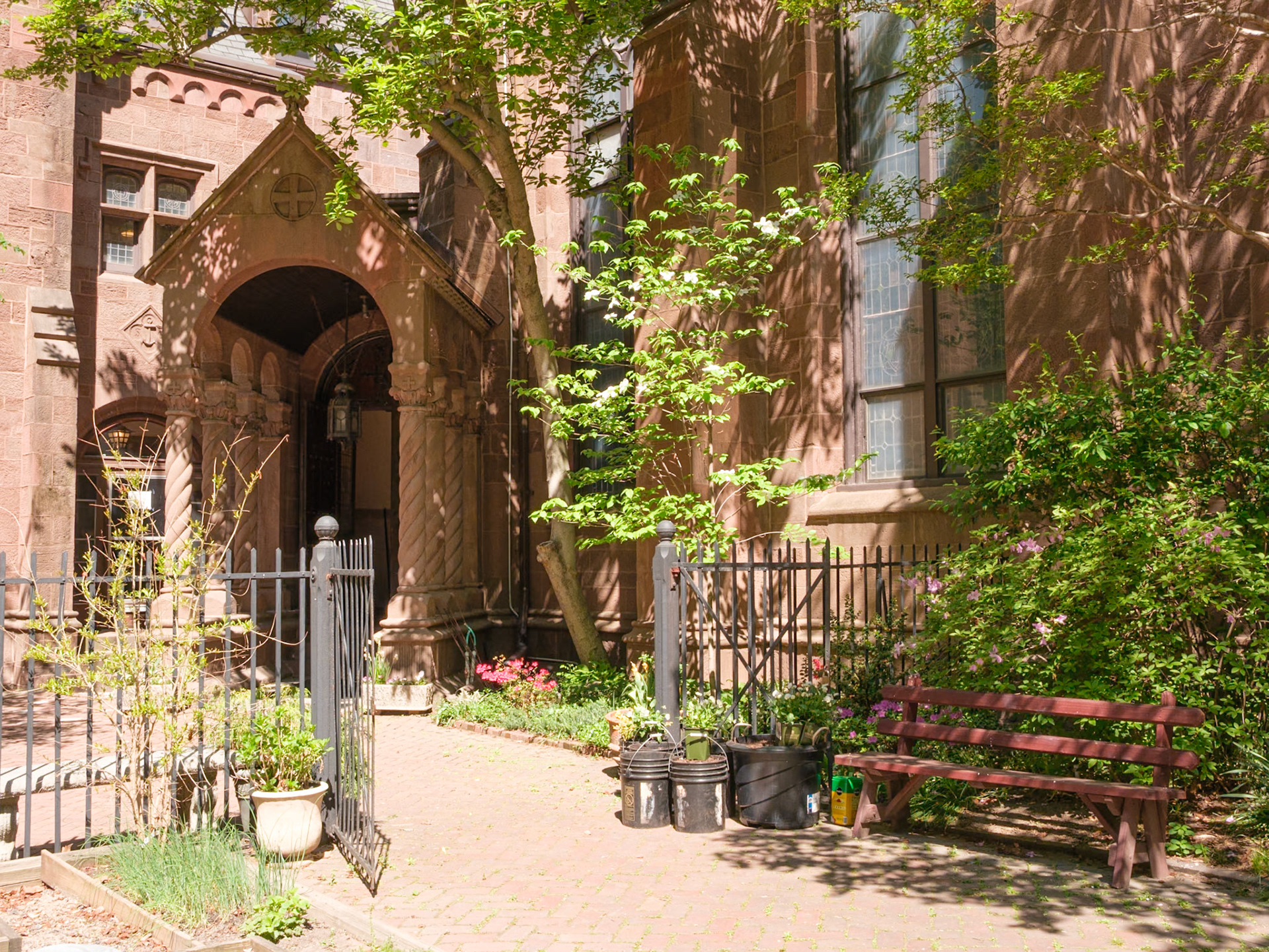 Entrance Porch and Bench at St Clement in April