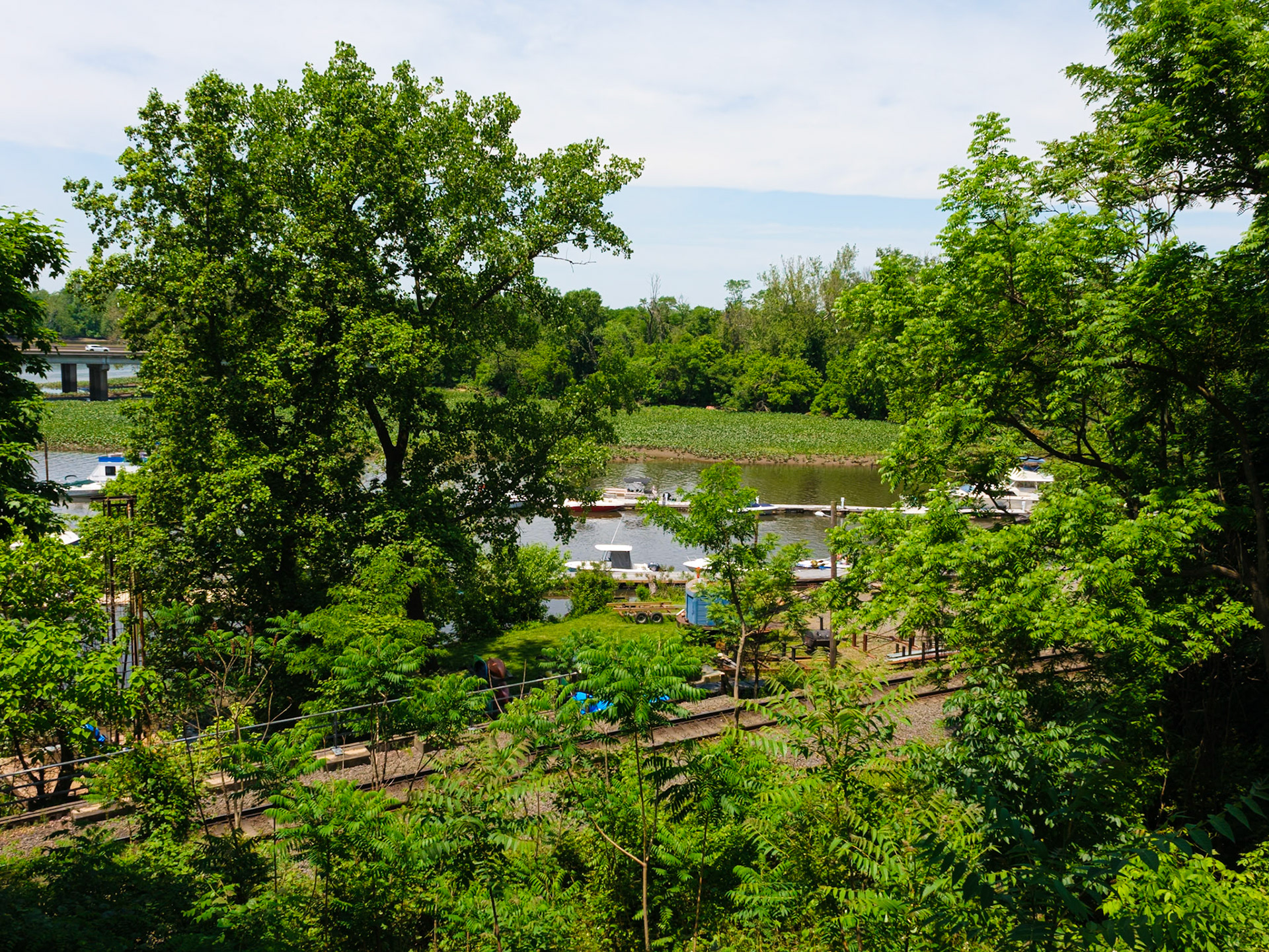 Bordentown Boat Slips and River Line Track May 2024