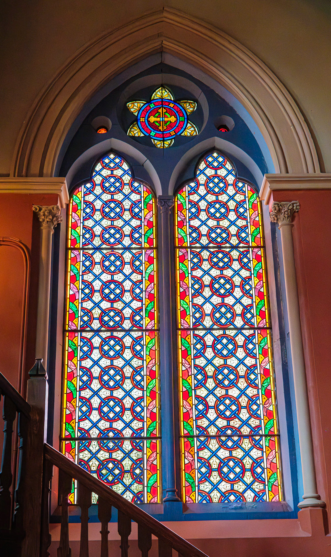 Original Window Near Steps to Choir Loft at St Paul Church Brooklyn