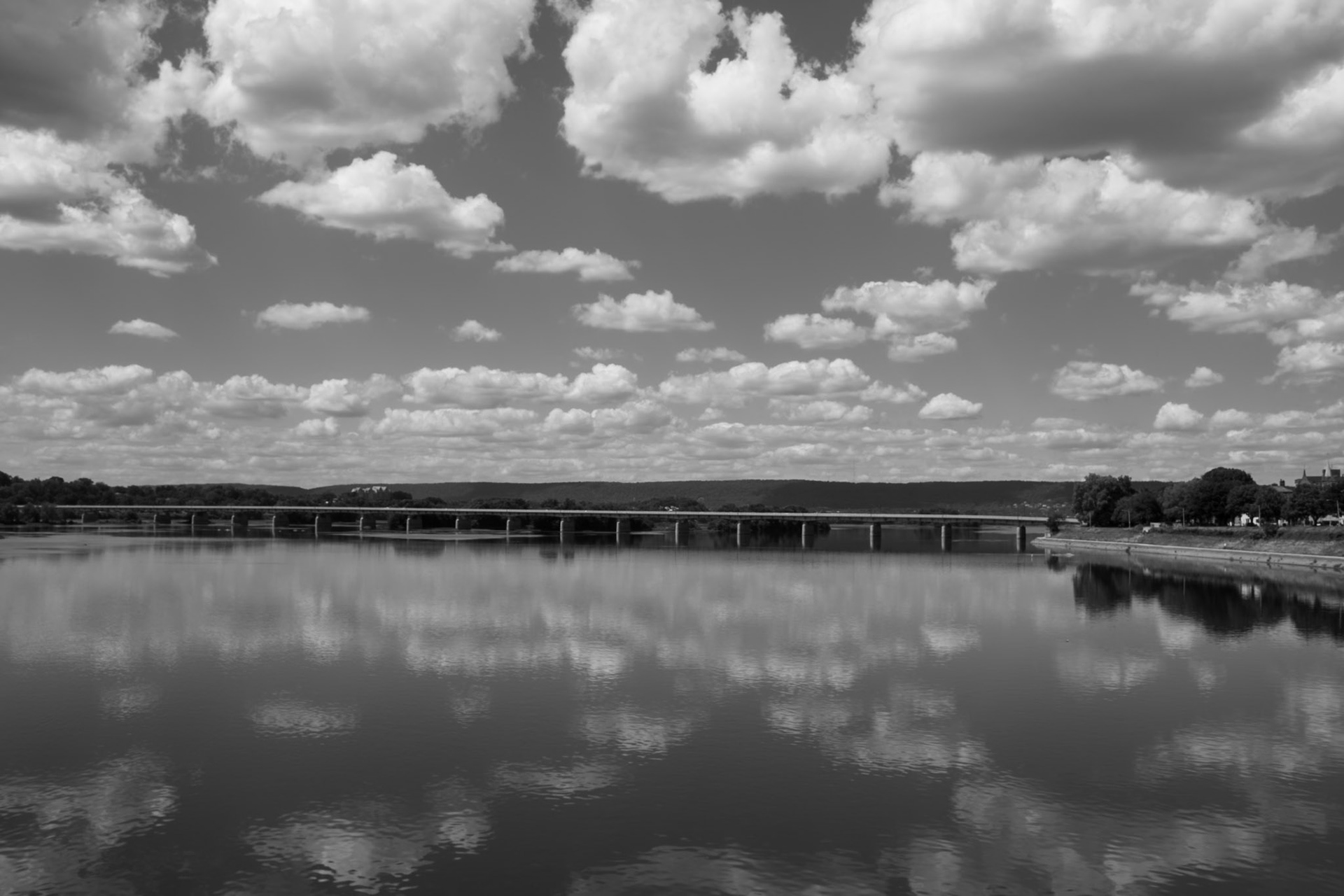Distant View of Highway Bridge over Susquehanna in Harrisburg