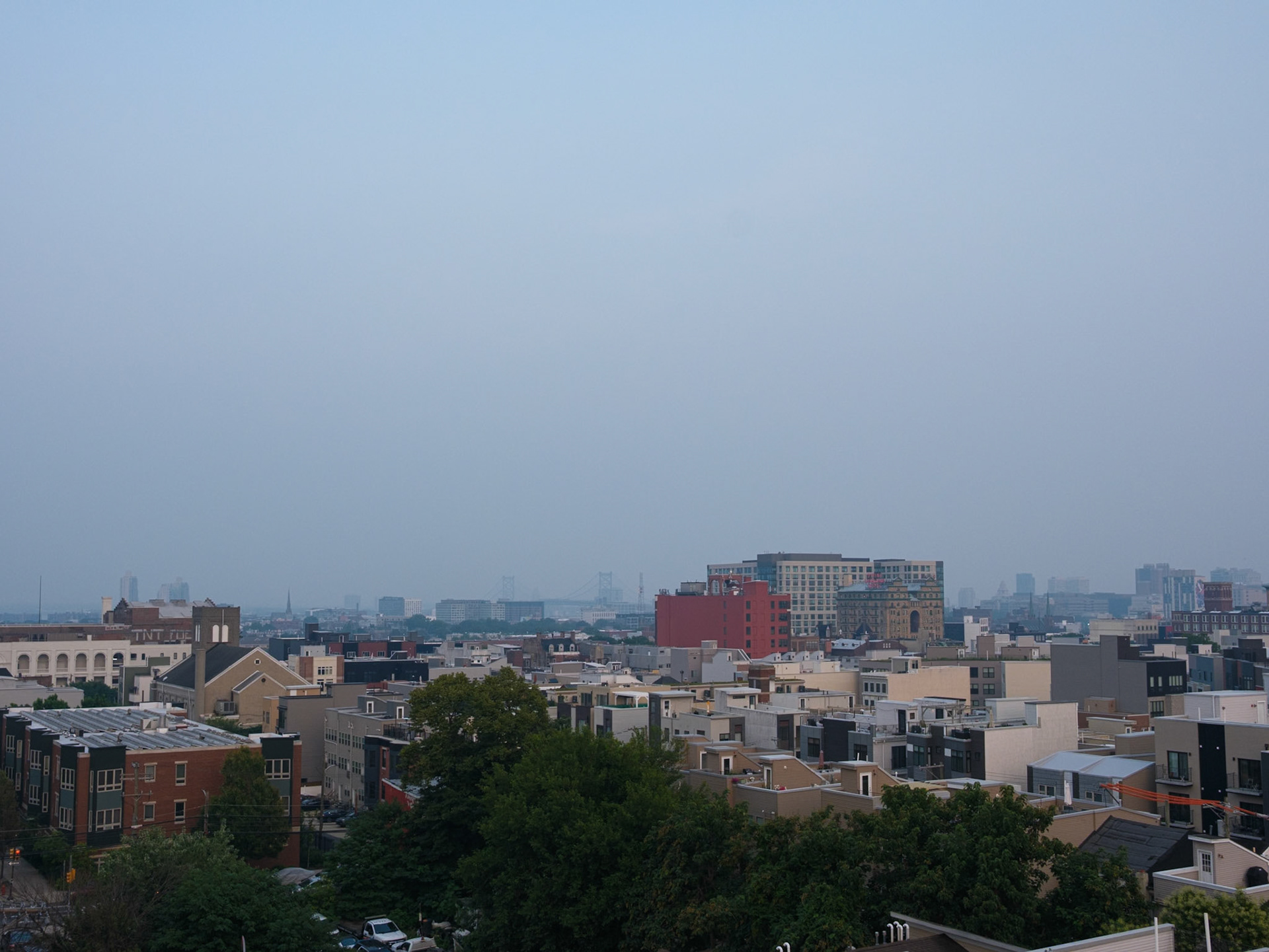 View of Philadelphia Looking SE in Smoky Haze from Canadian Wildfire 17 July 2026