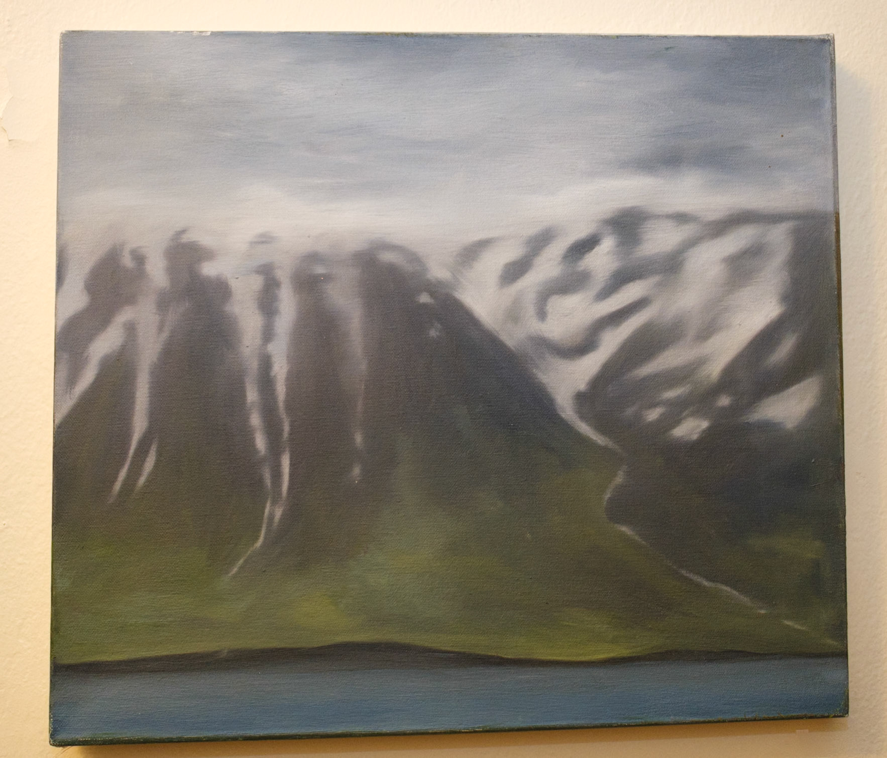 Hazy Snowcapped Mountain and River at St Clement Art Show