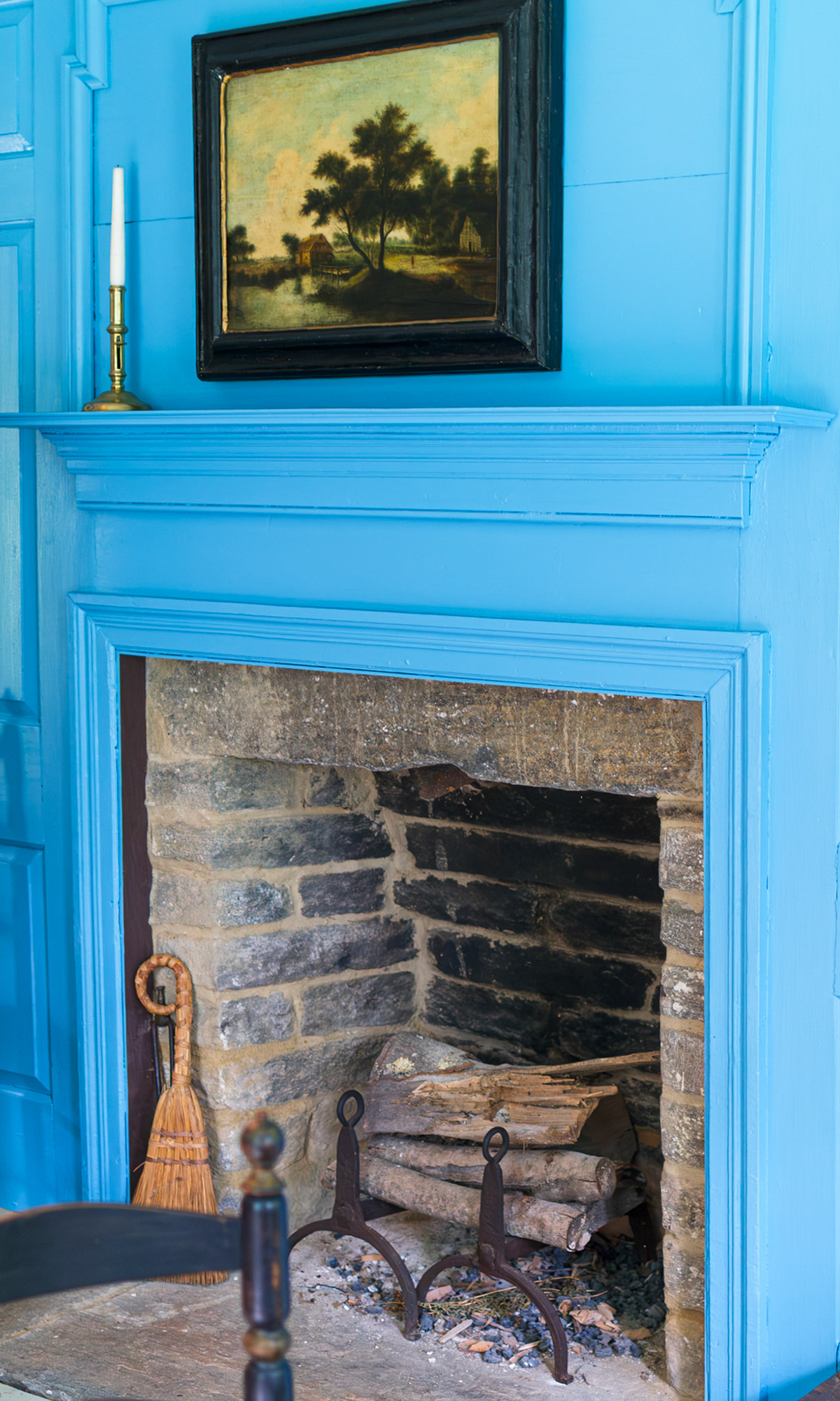 Blue Fireplace Panels at Daniel Benton Home Tolland