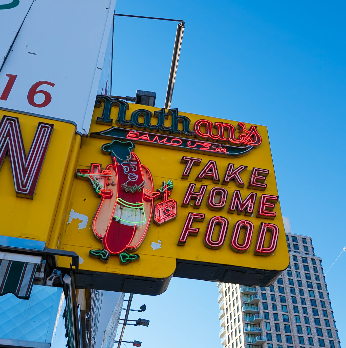 Original Neon Nathan Hot  Dog Sign on Coney Island December 2024