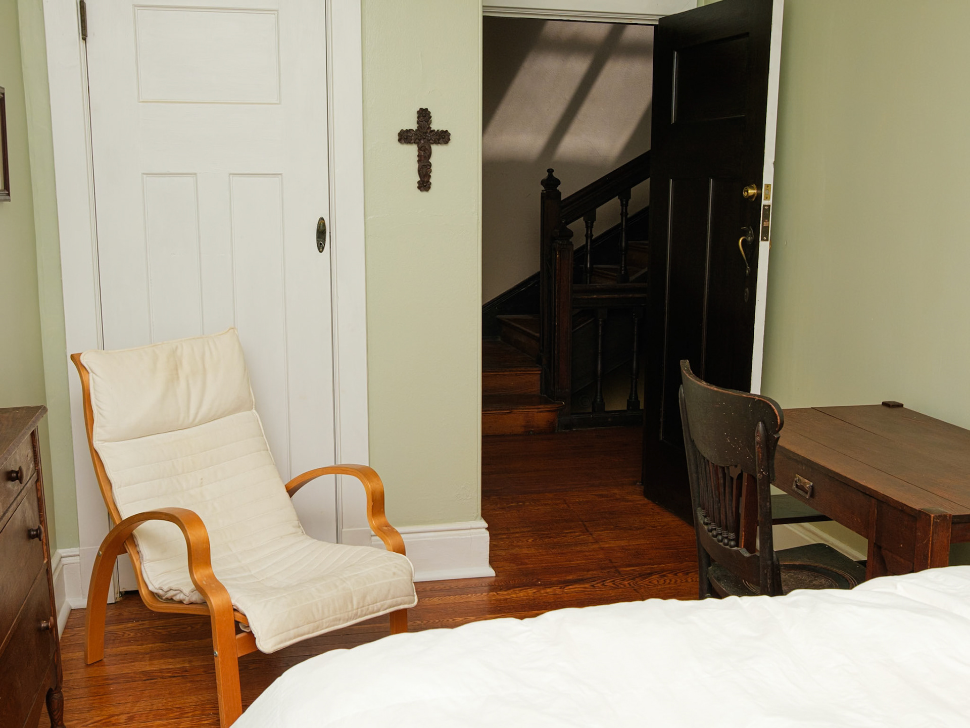 Green Guest Bedroom Chair and Work Table at Rectory