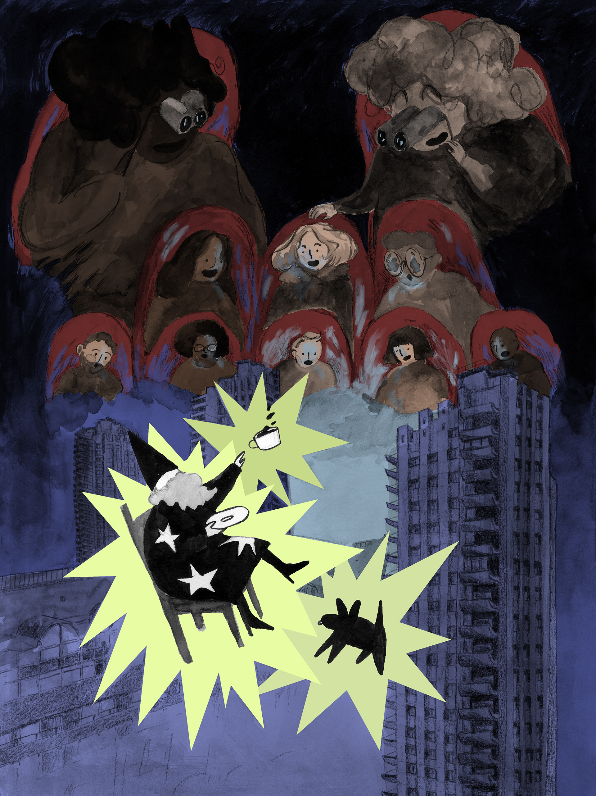 Illustration for an article about automation and stage effects in Guildhall magazine