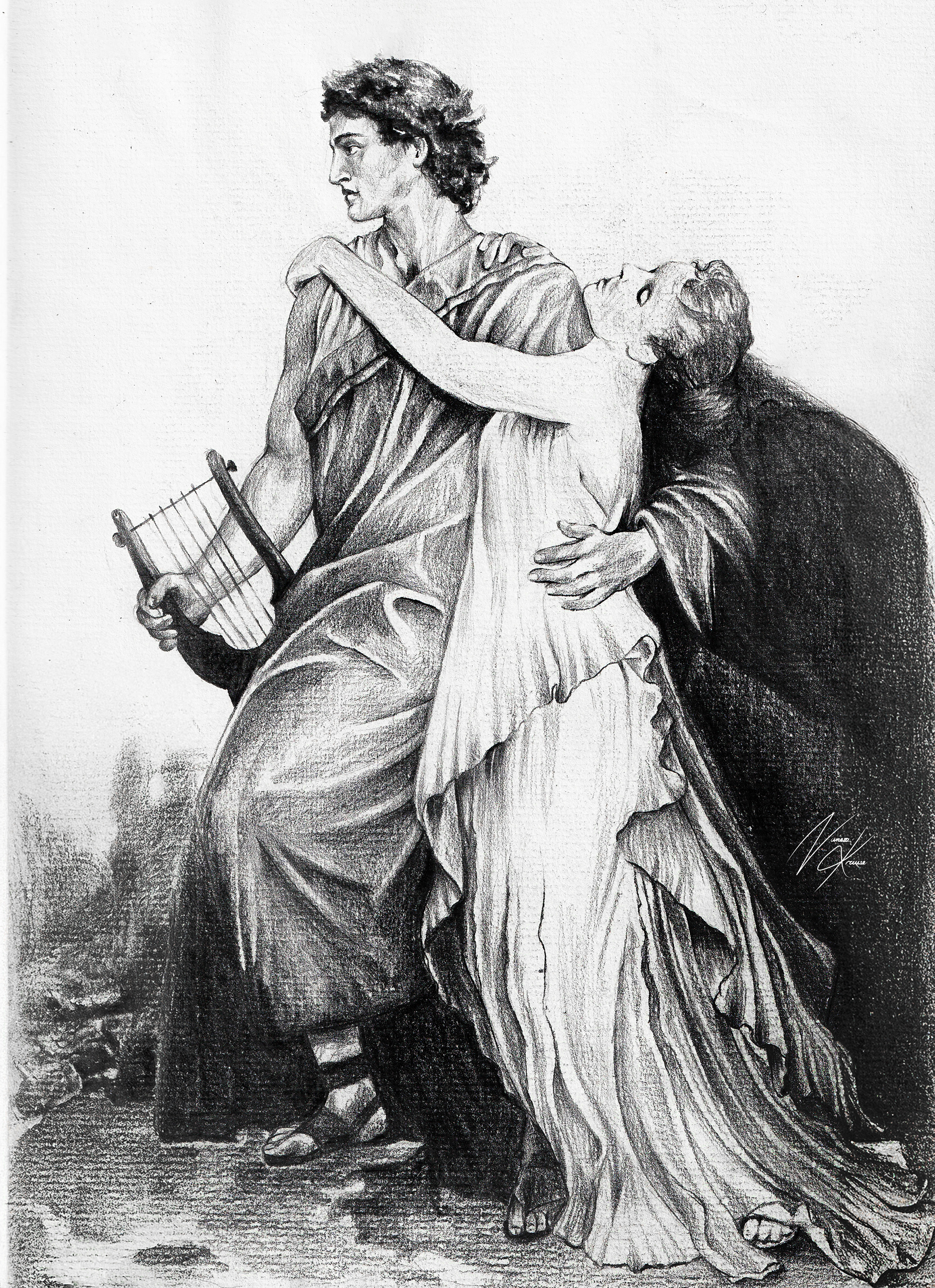 "Orpheus und Eurydike" Studie nach Robert Beyschlag, 2022