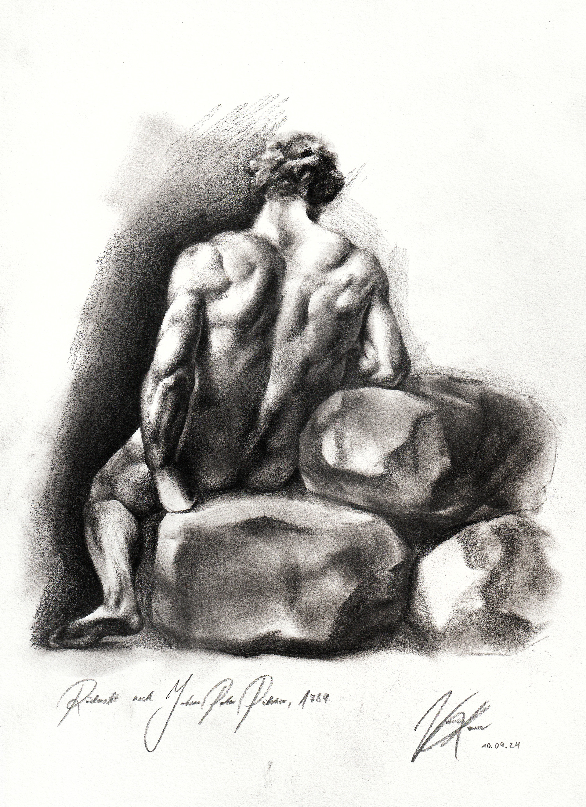 "Rückenakt" Studie nach Johann Peter Pilcher, 2024