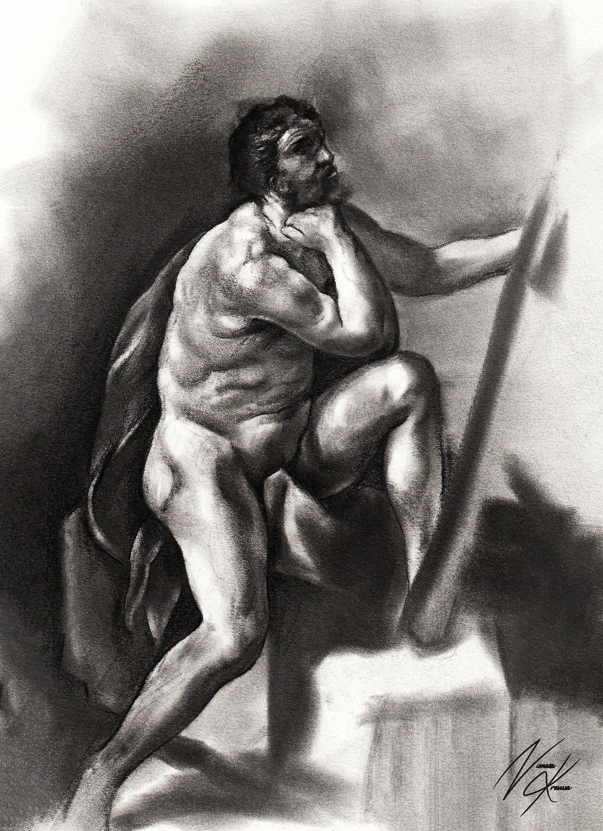 "Herkules und die Hydra" Studie nach Guido Reni, 2024