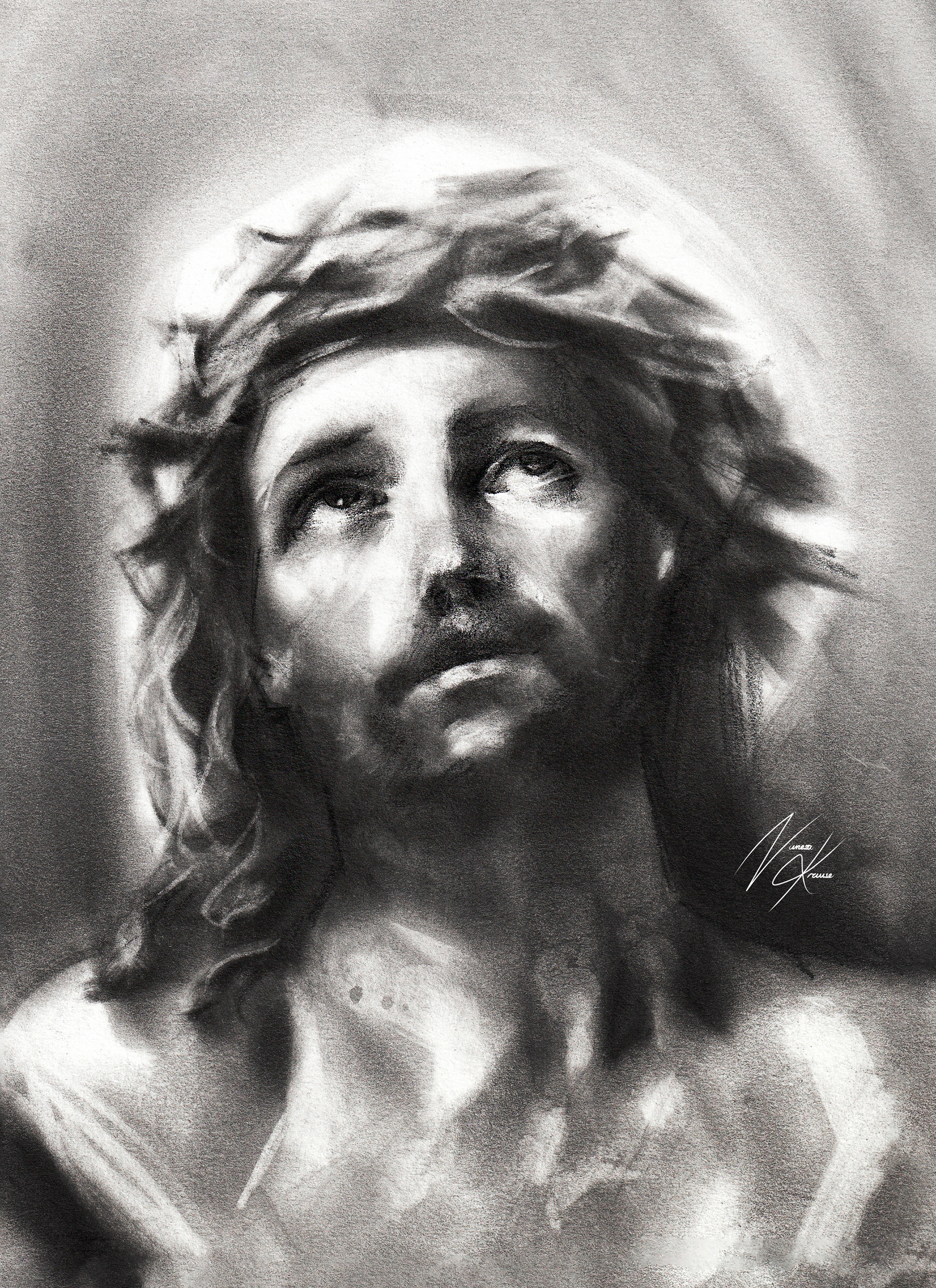 "Haupt Christi (Ecce Homo)" Studie nach Guido Reni, 2024