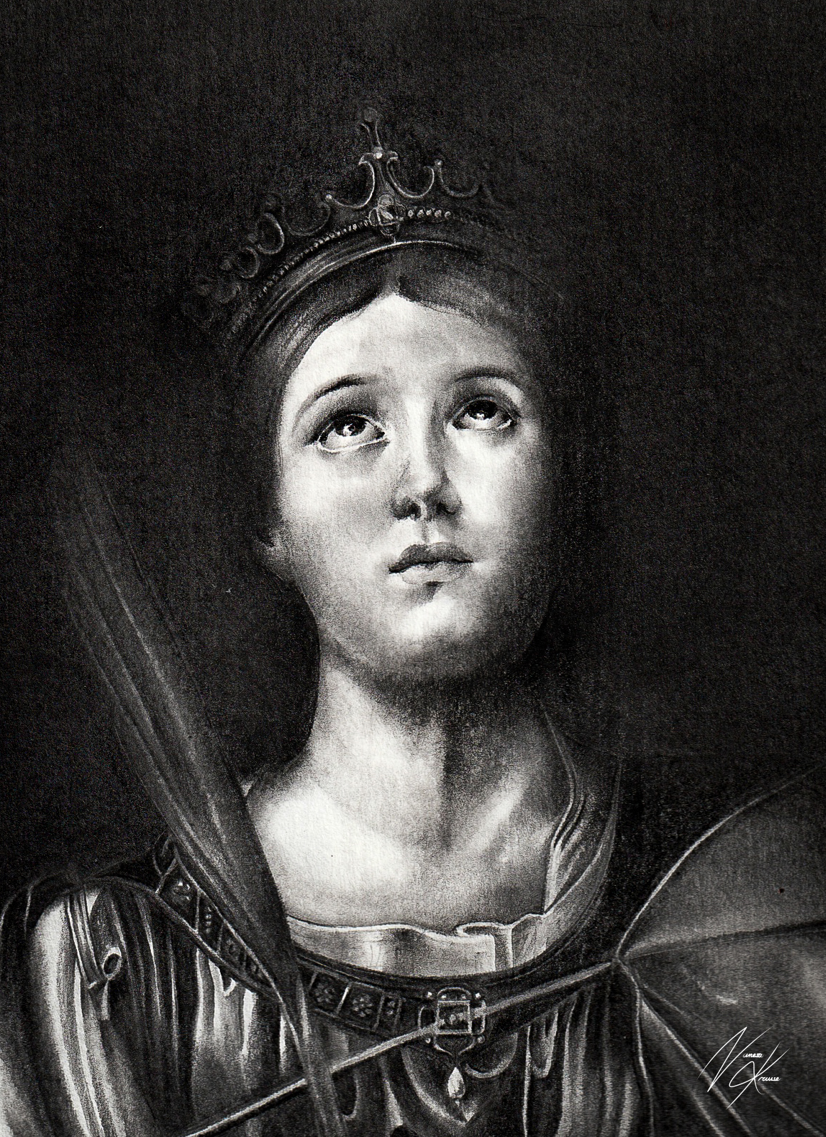 "Heilige Katharina" Studie nach Guido Reni, 2024