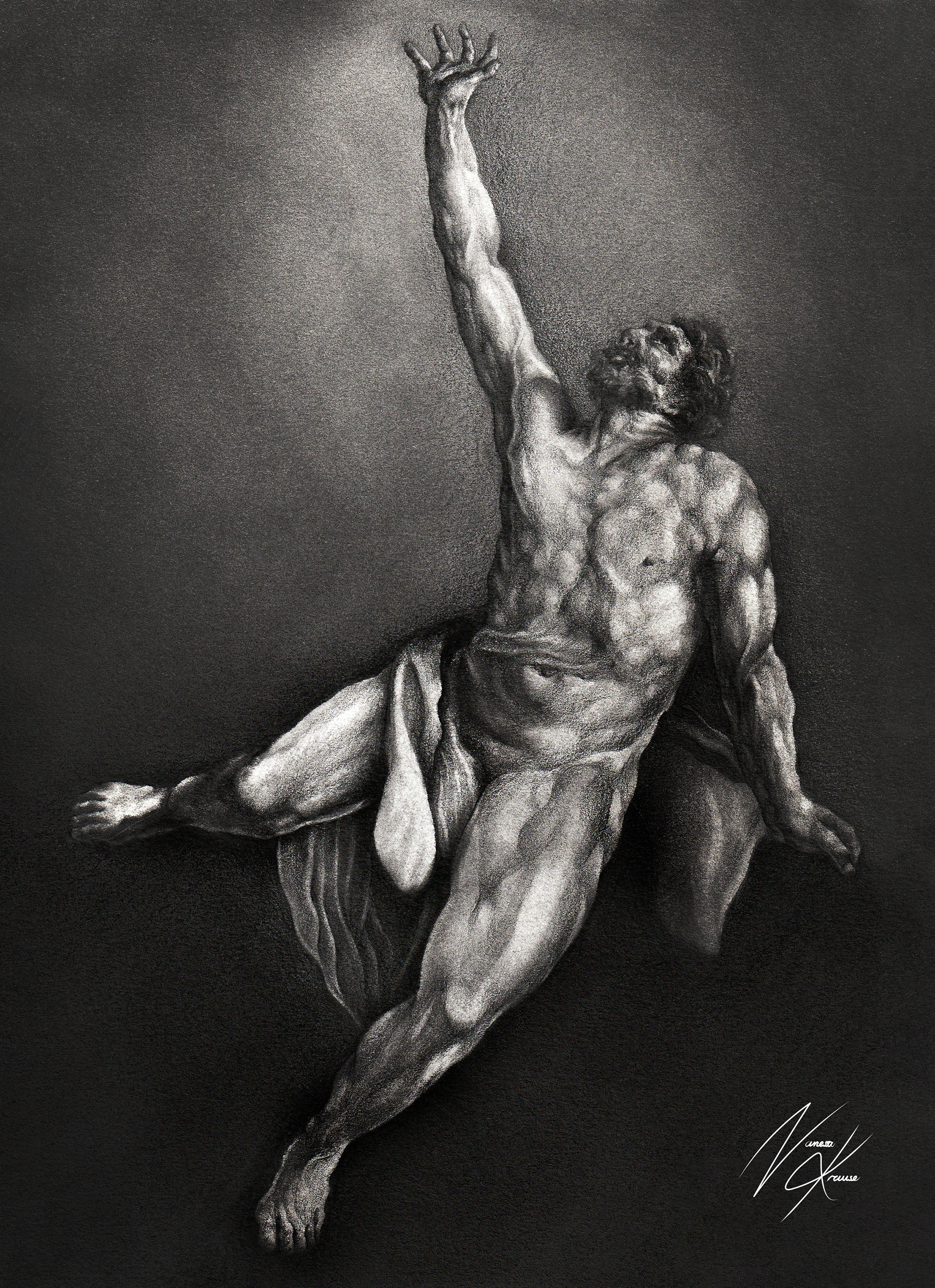 "Herkules auf dem Scheiterhaufen" Studie nach Guido Reni, 2024